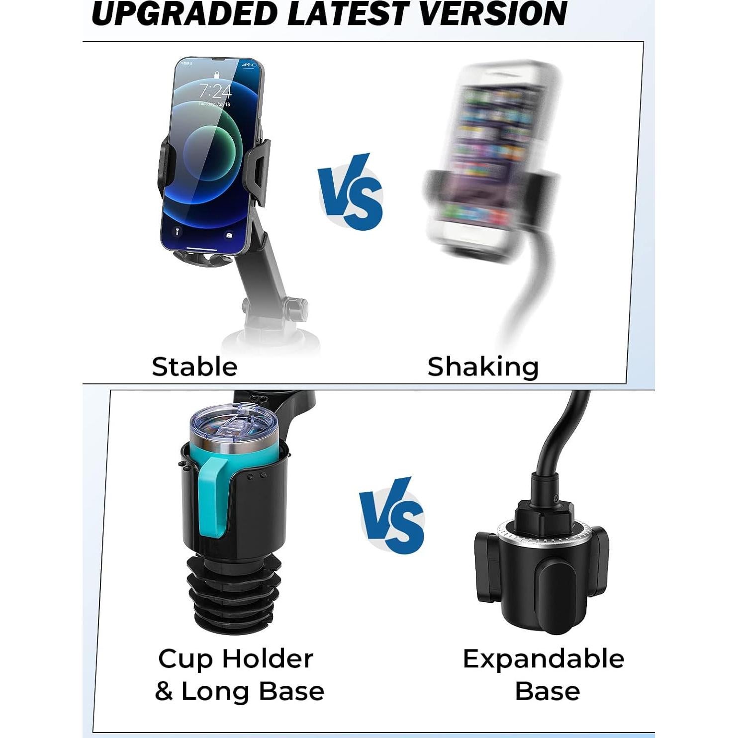 Soporte para teléfono en portavasos JOYTUTUS negro 360°