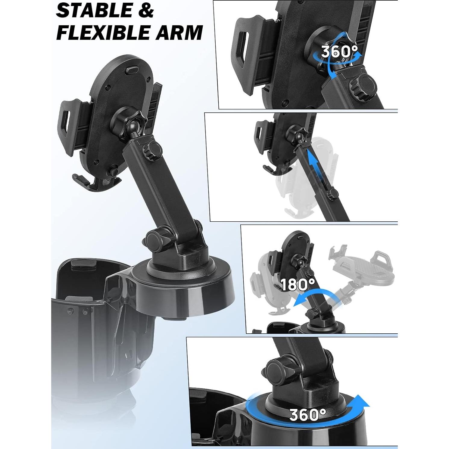 Soporte para teléfono en portavasos JOYTUTUS negro 360°