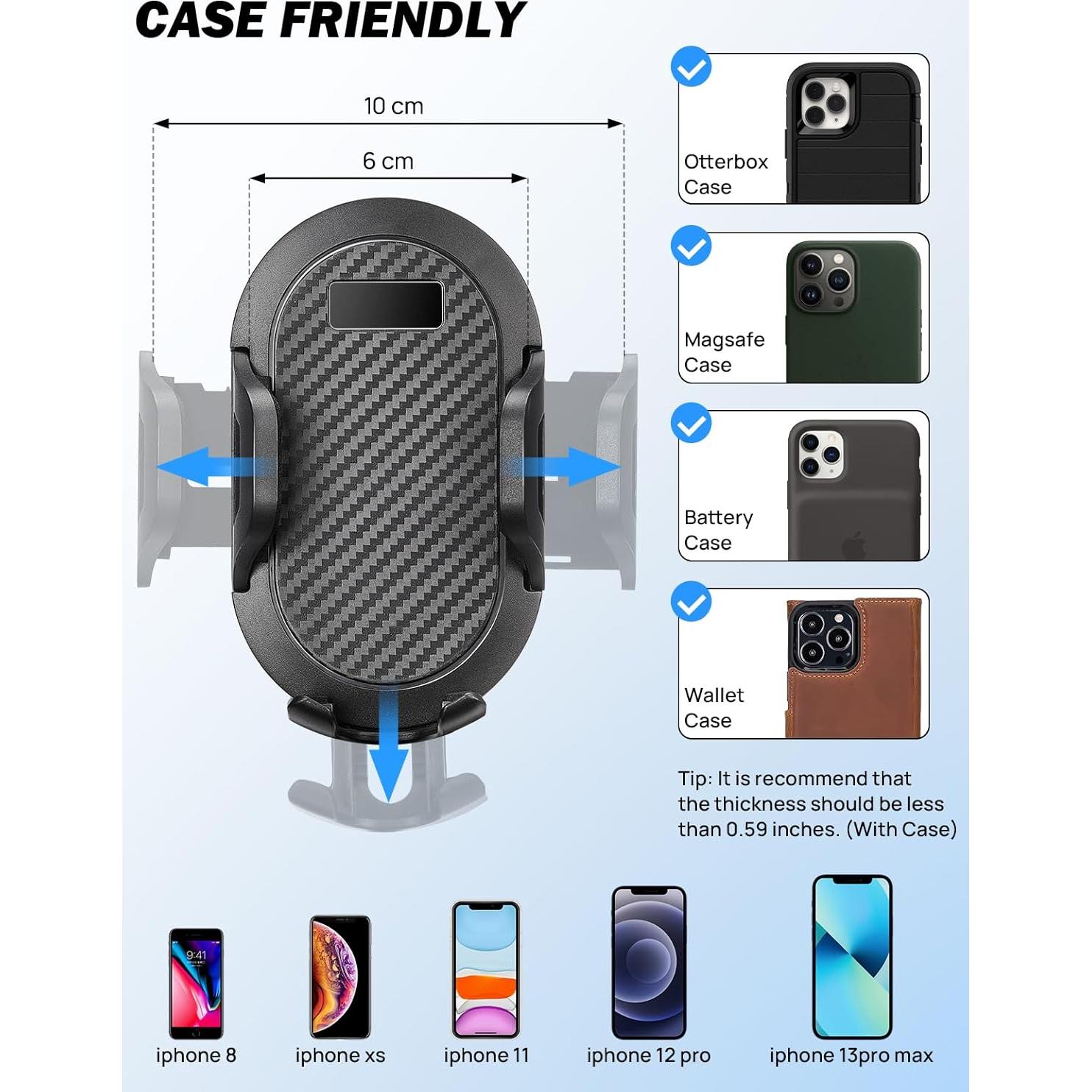 Soporte para teléfono en portavasos JOYTUTUS negro 360°