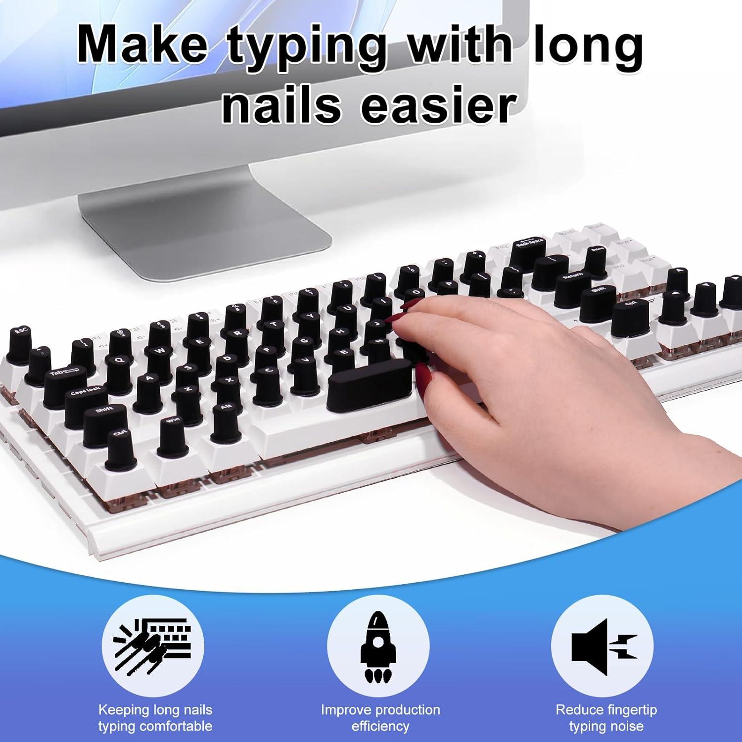 Calcomanías para Teclado Raisetip 70 Pcs para Uñas Largas Negro