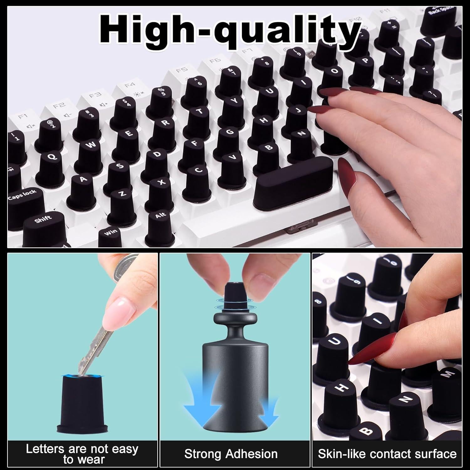 Calcomanías para Teclado Raisetip 70 Pcs para Uñas Largas Negro