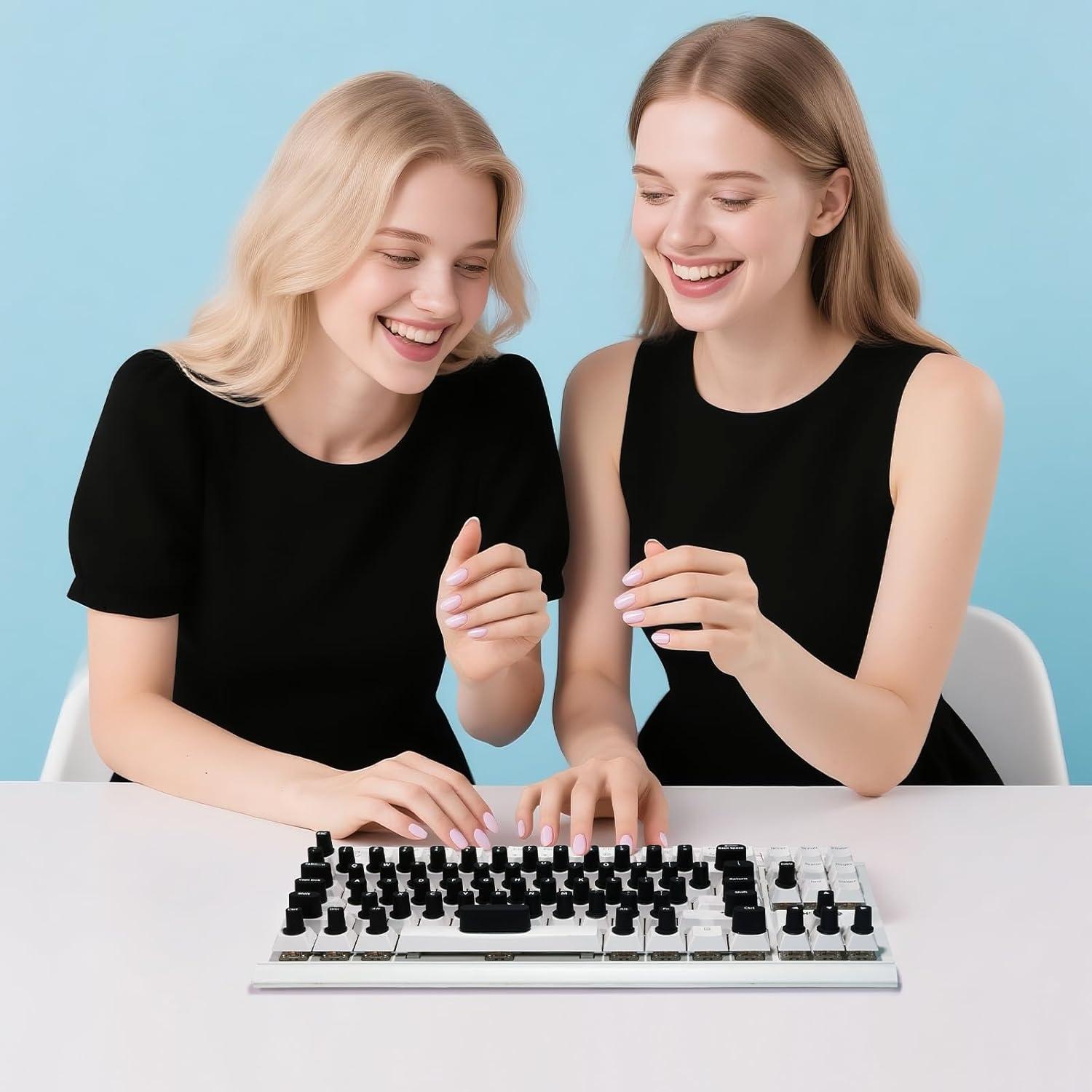 Calcomanías para Teclado Raisetip 70 Pcs para Uñas Largas Negro