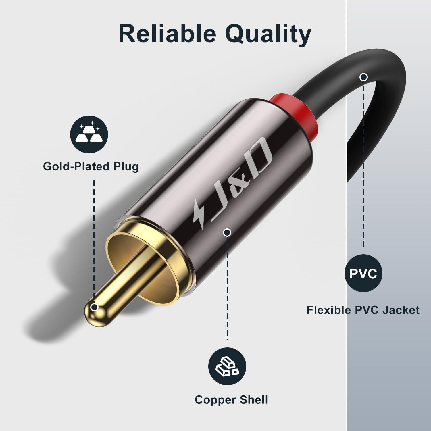 Cable de Audio Estéreo RCA J&D Macho a Macho 0.91m