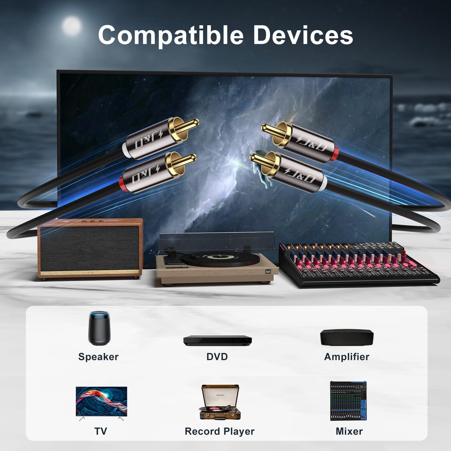 Cable de Audio Estéreo RCA J&D Macho a Macho 0.91m