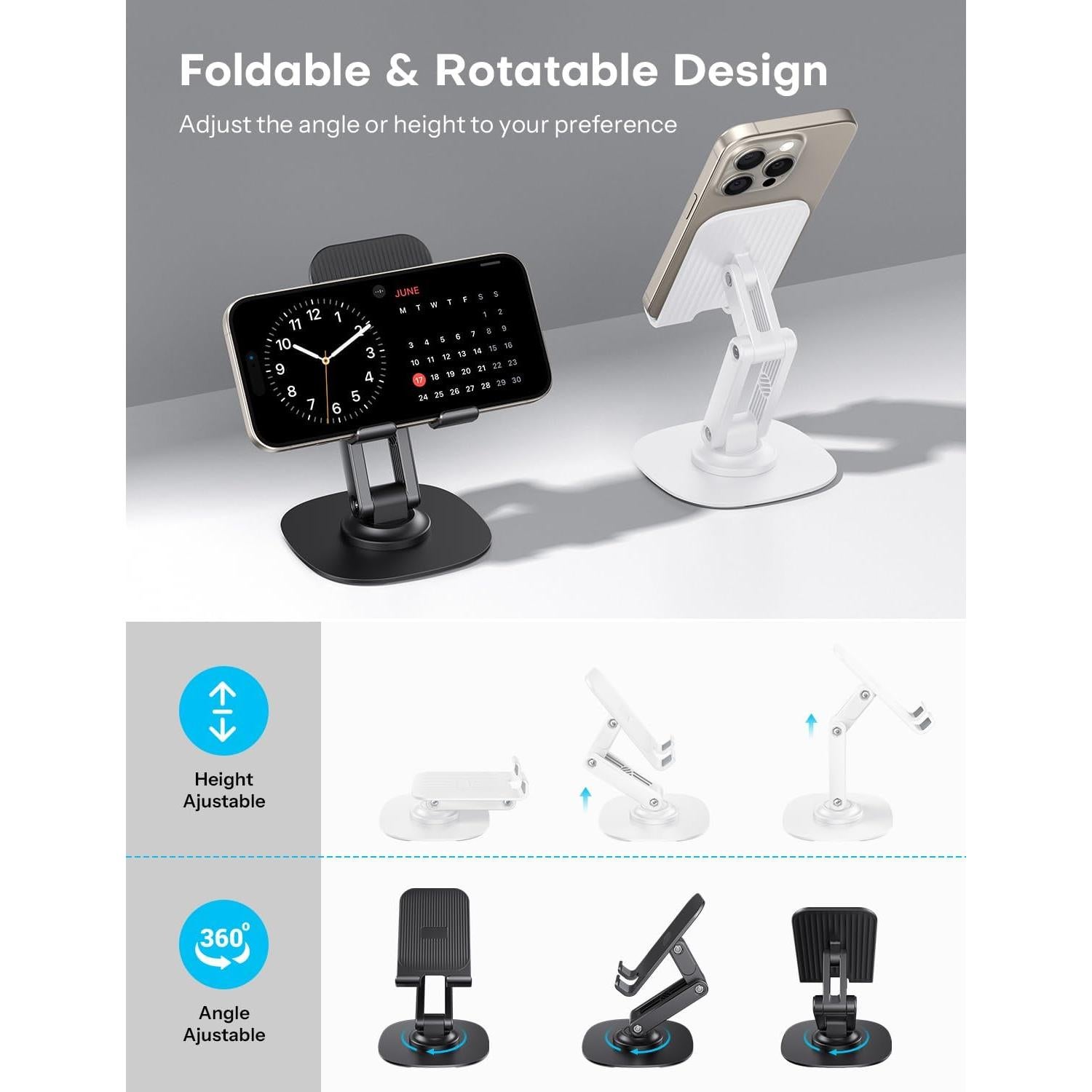 Soporte para Teléfono OMOTON Ajustable 360° Plegable 2 Pzs