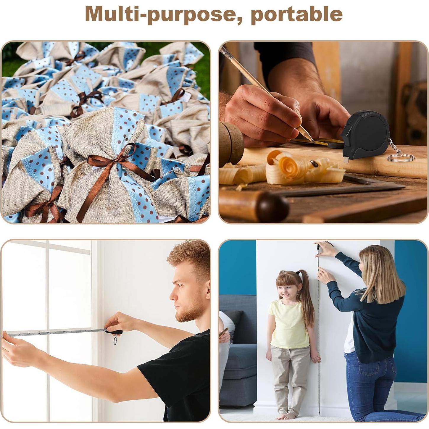 24 Cintas Métricas Retráctiles Mini ZSCCXQ 100cm con Llavero