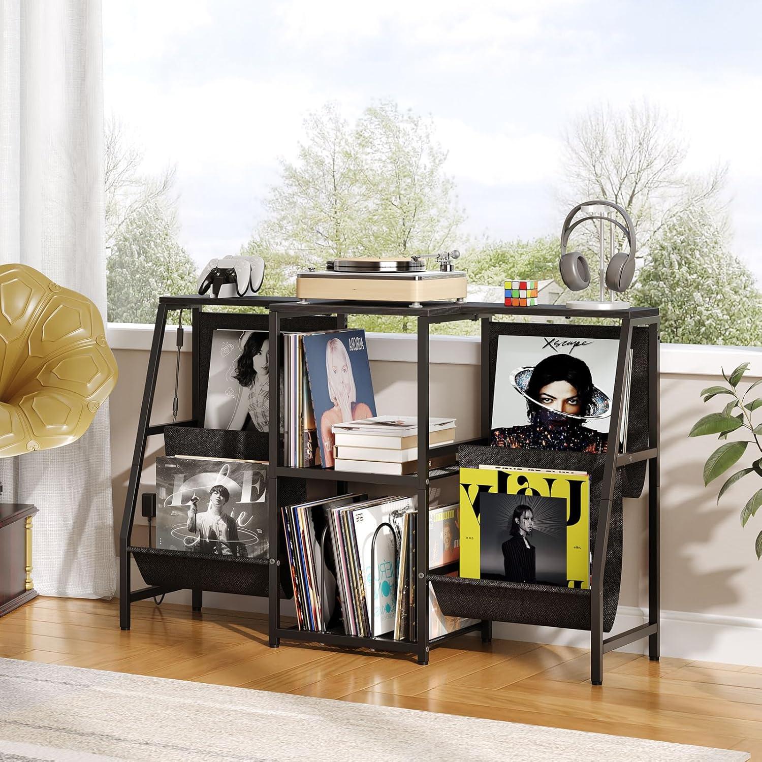 Soporte para Tocadiscos HOOBRO BB114DCJ01 con Luz LED y Almacenamiento