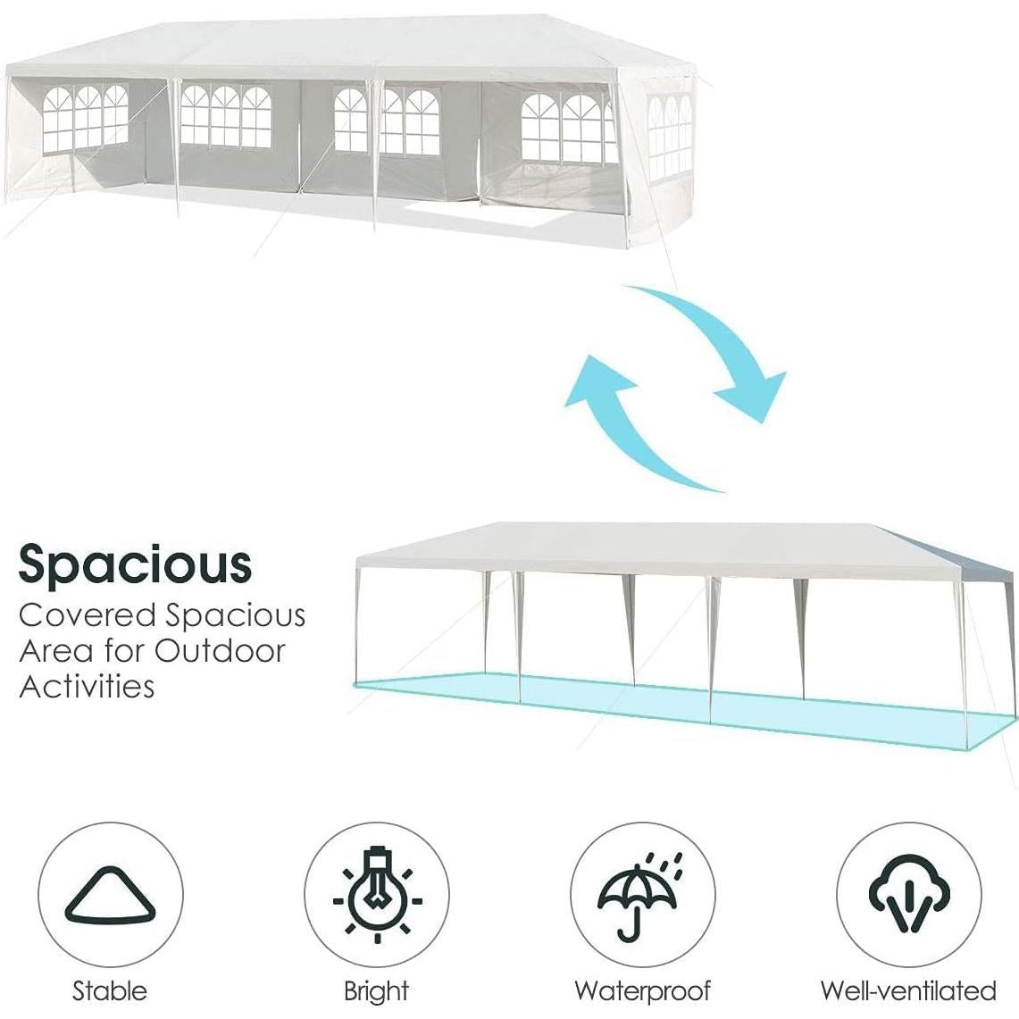 Carpa de Fiesta Tangkula 10x30 Pies (3.05x9.14m) 5 Paredes