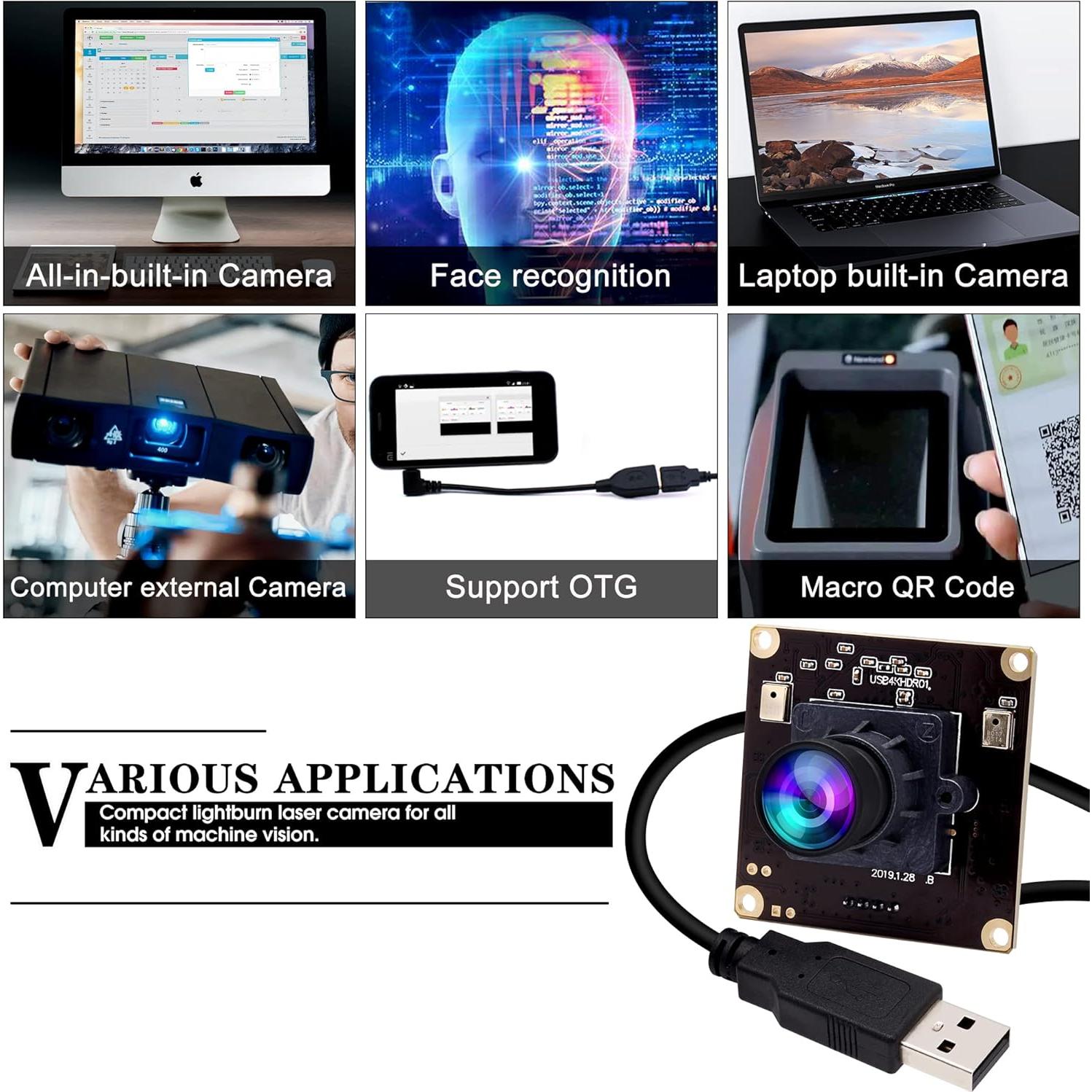 Cámara USB 4K ELP IMX317 con micrófono y lente 100°