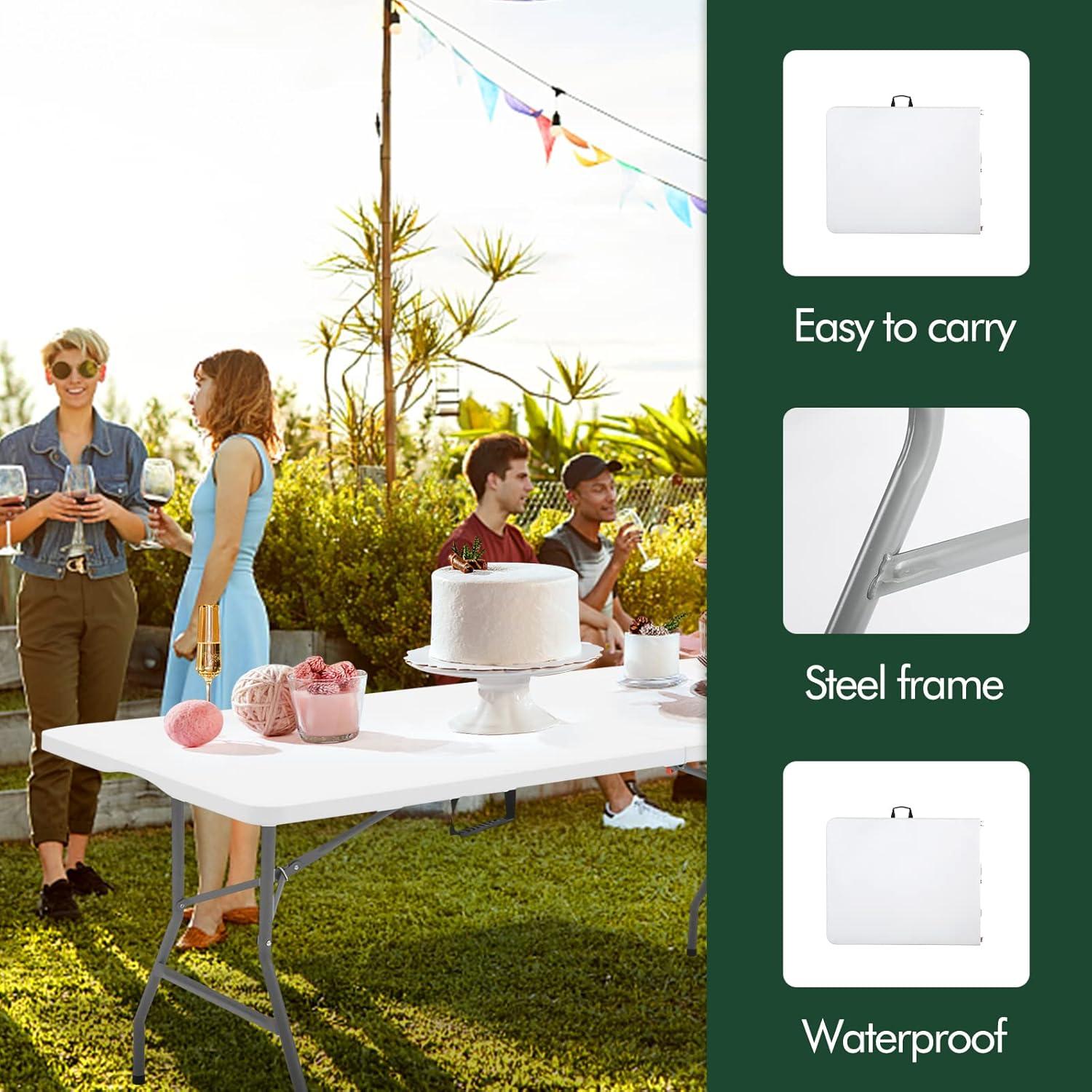 Mesa Plegable 180 cm Lakhow Blanca para Picnic y Eventos