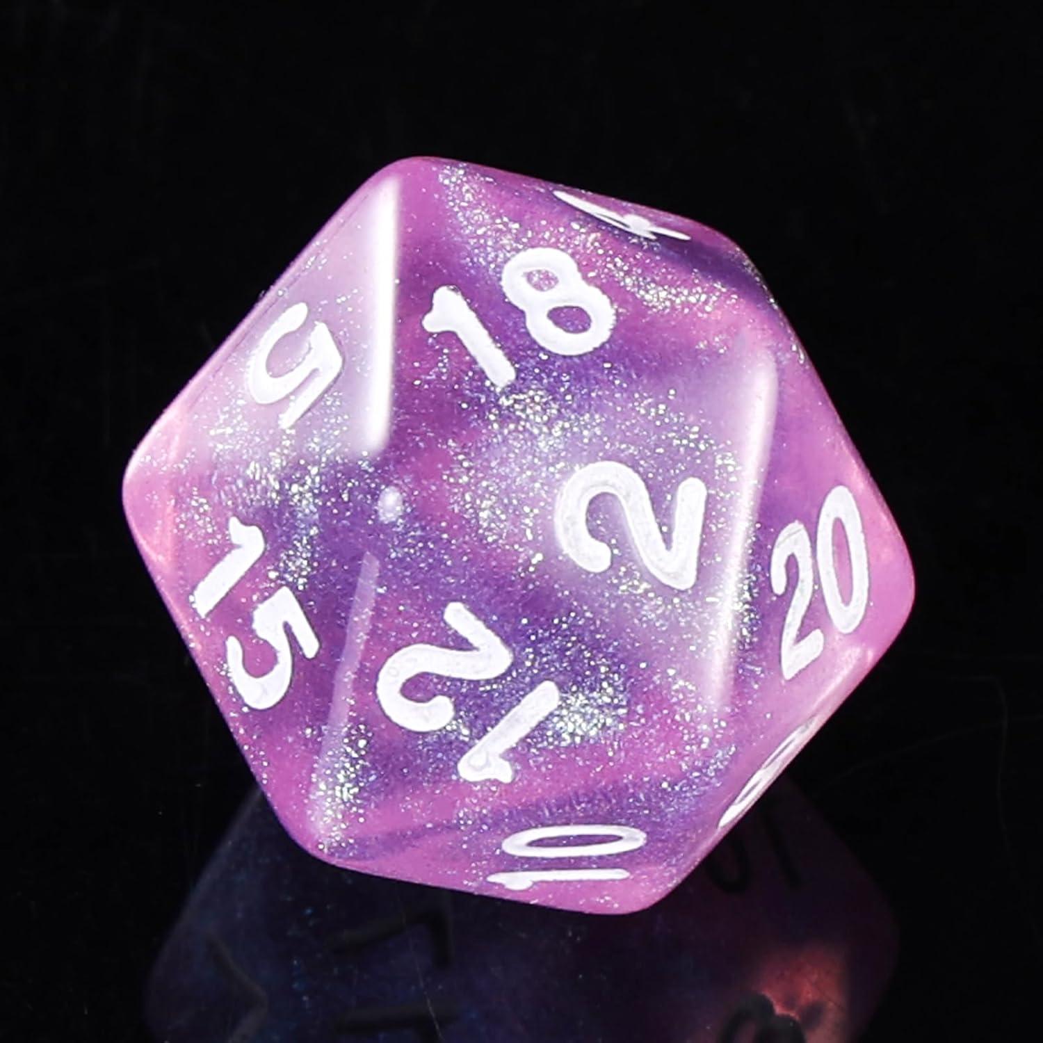 Dados Transparentes Rosados Brillantes Acrílico 7 Piezas D&D RPG