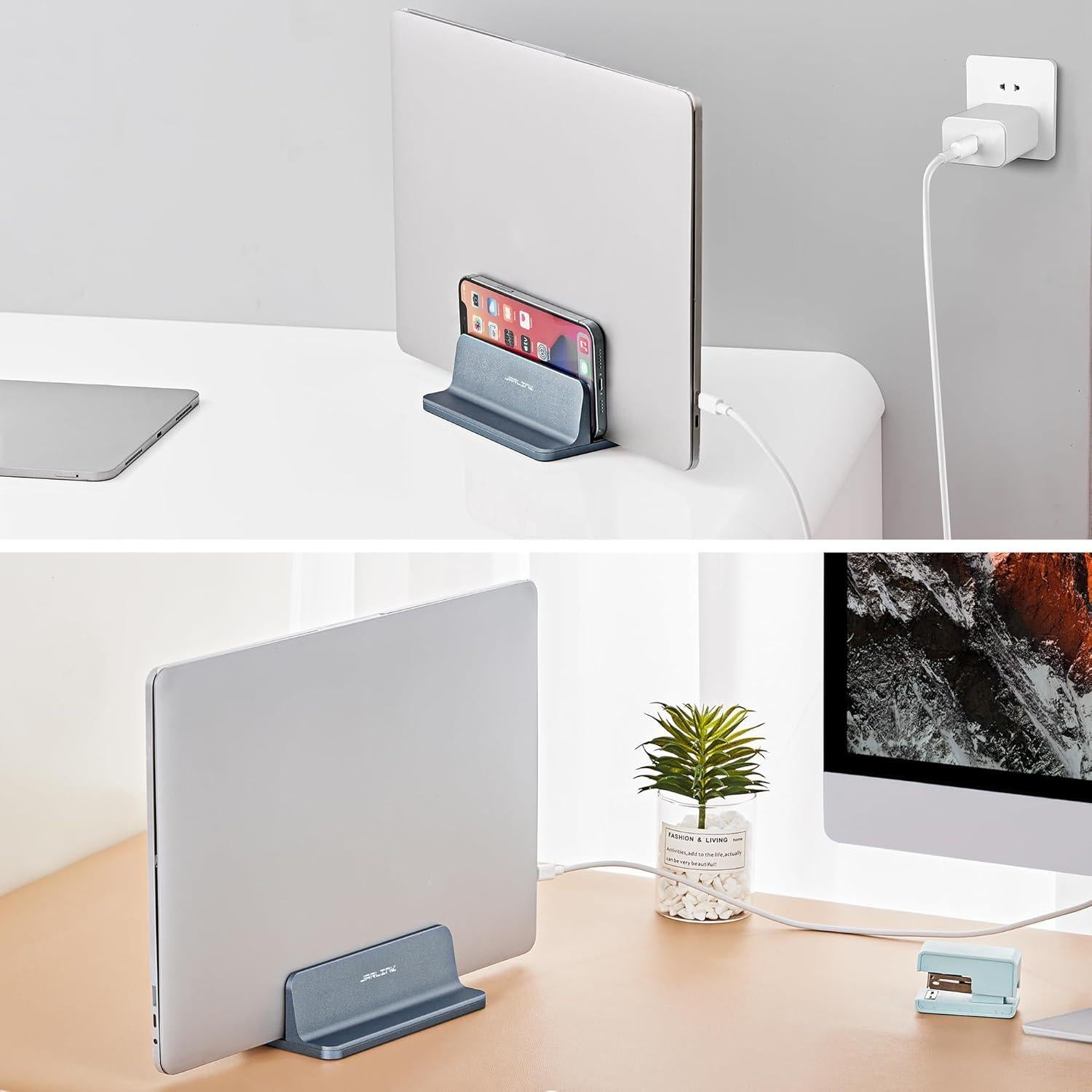 Soporte Vertical para Laptop JARLINK Ajustable Aluminio Gris