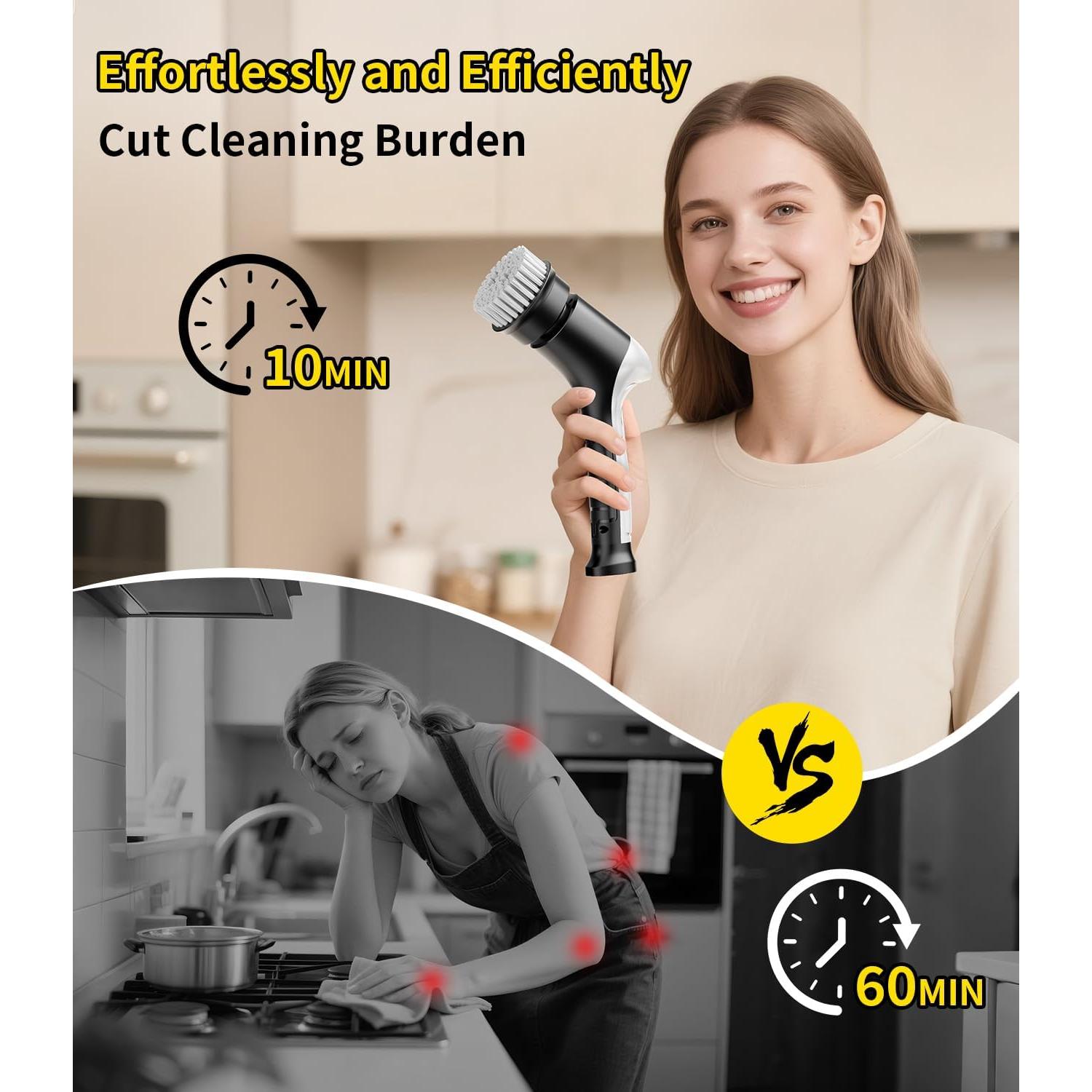 Cepillo de Limpieza Eléctrico KELAWE Inalámbrico 6 Cabezas 3 Velocidades