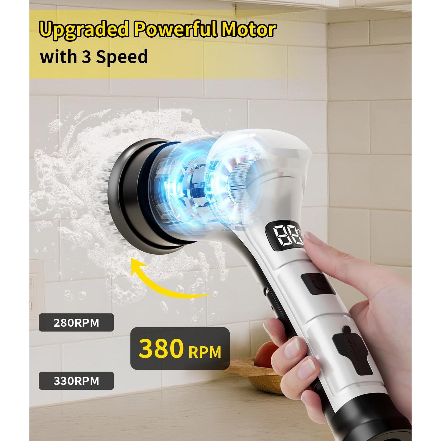 Cepillo de Limpieza Eléctrico KELAWE Inalámbrico 6 Cabezas 3 Velocidades