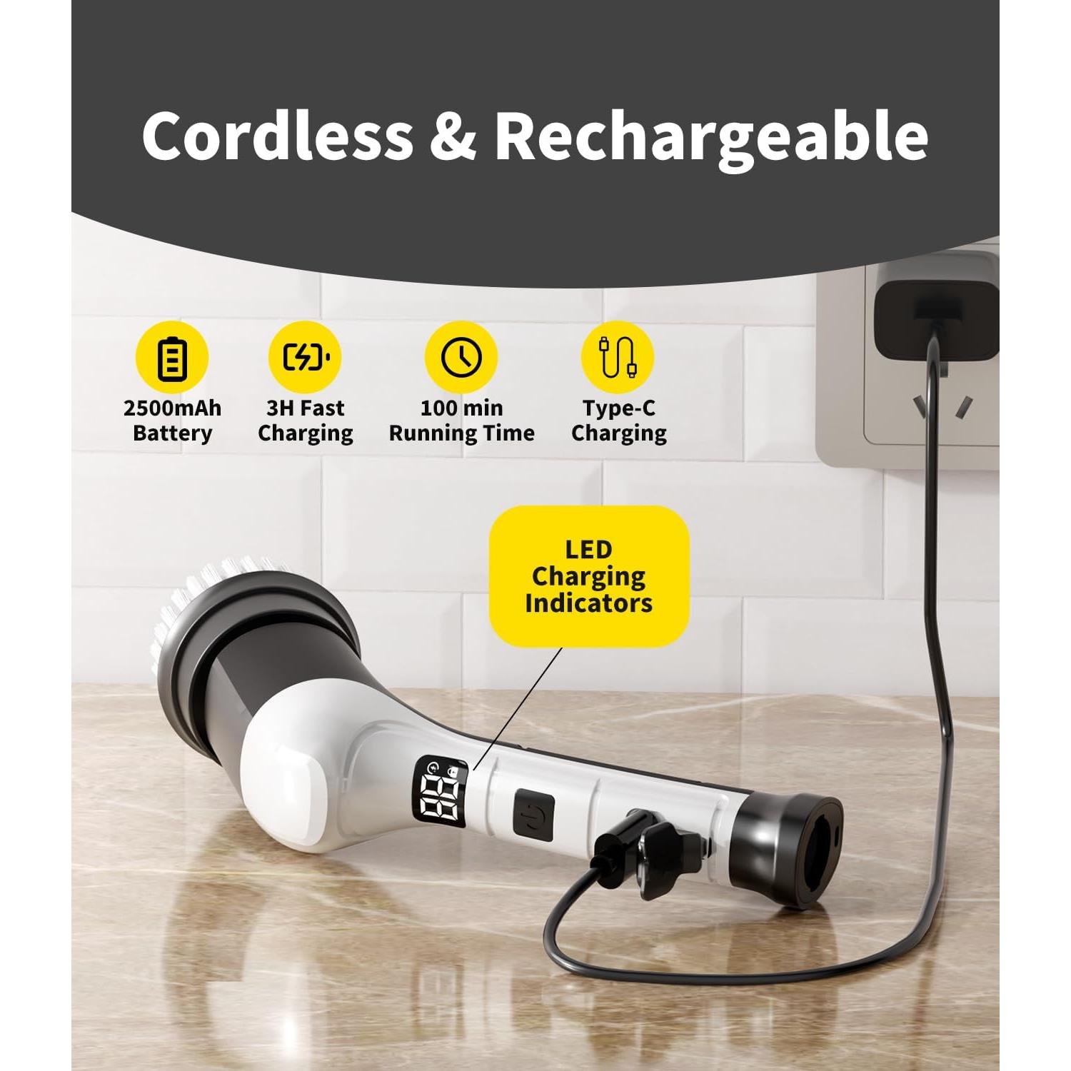 Cepillo de Limpieza Eléctrico KELAWE Inalámbrico 6 Cabezas 3 Velocidades