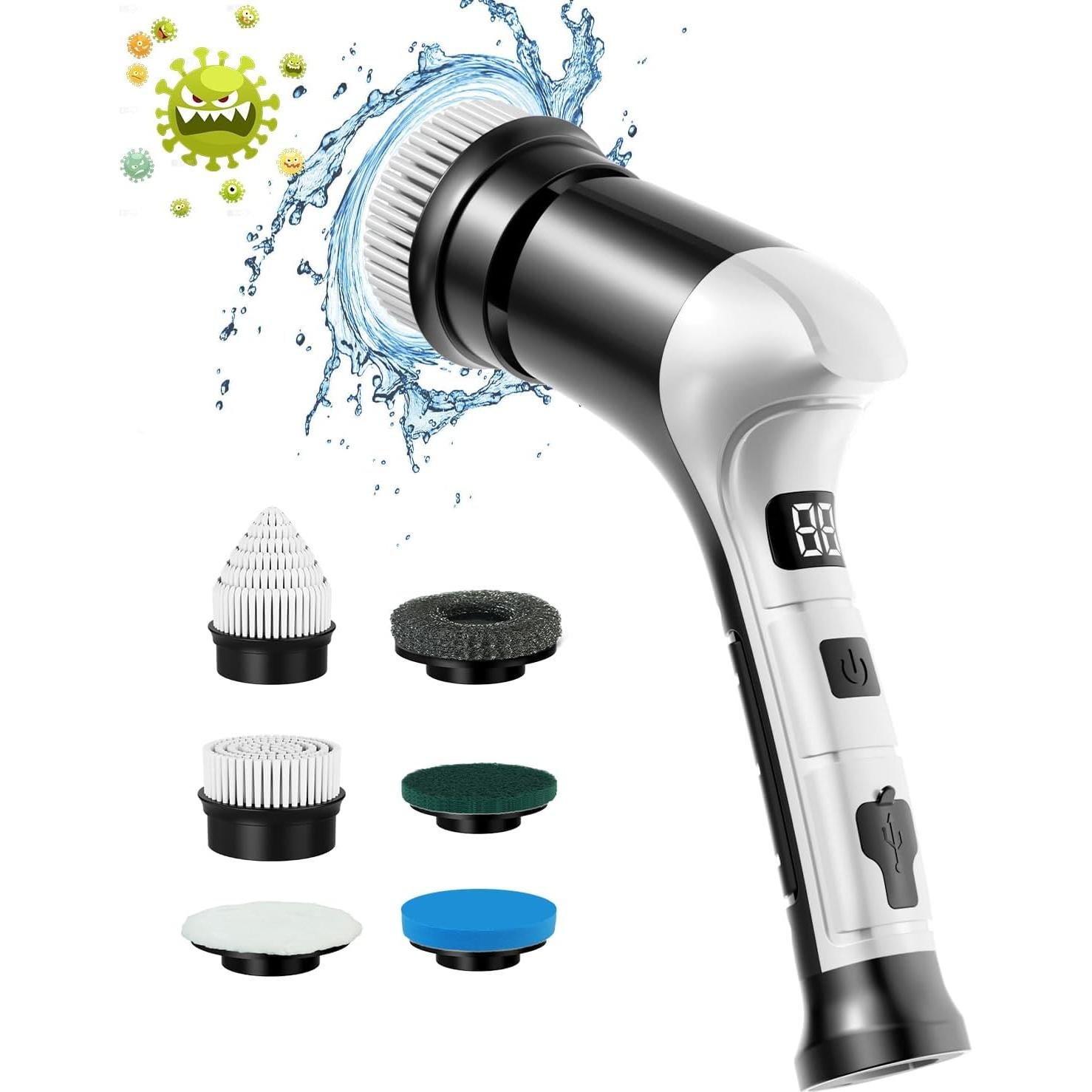 Cepillo de Limpieza Eléctrico KELAWE Inalámbrico 6 Cabezas 3 Velocidades