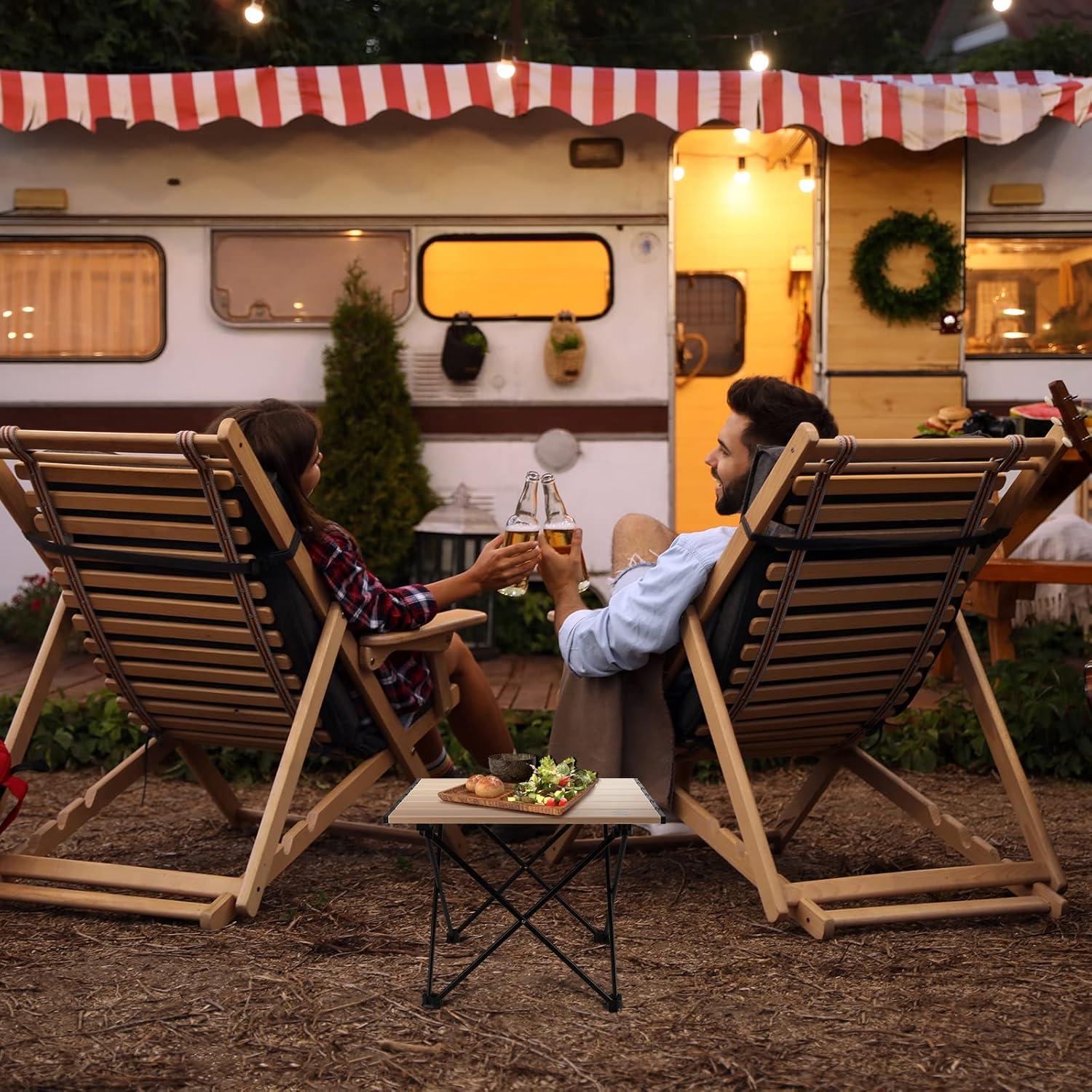 Mesa de Camping VILLEY Plegable 16" Aluminio Azul