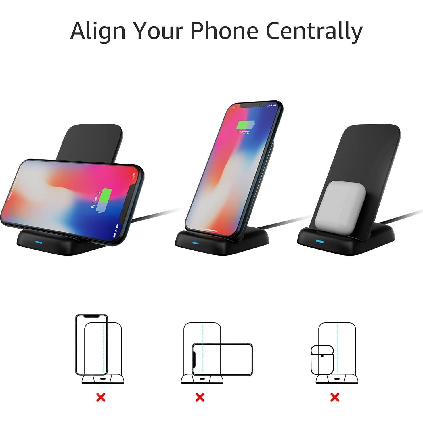 Cargador Inalámbrico Amazon Basics 10W Qi para Smartphones