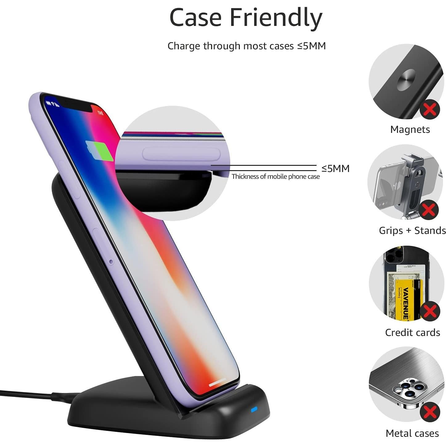 Cargador Inalámbrico Amazon Basics 10W Qi para Smartphones