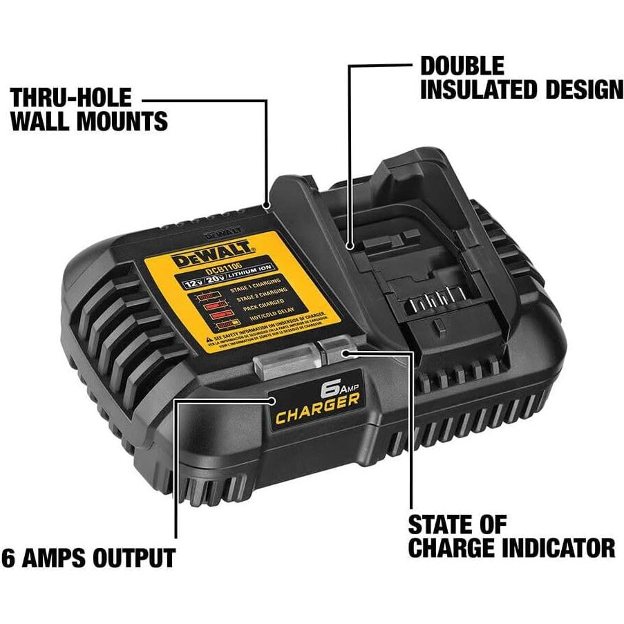 Cargador DEWALT 12V/20V/60V FLEXVOLT 6A DCB1106