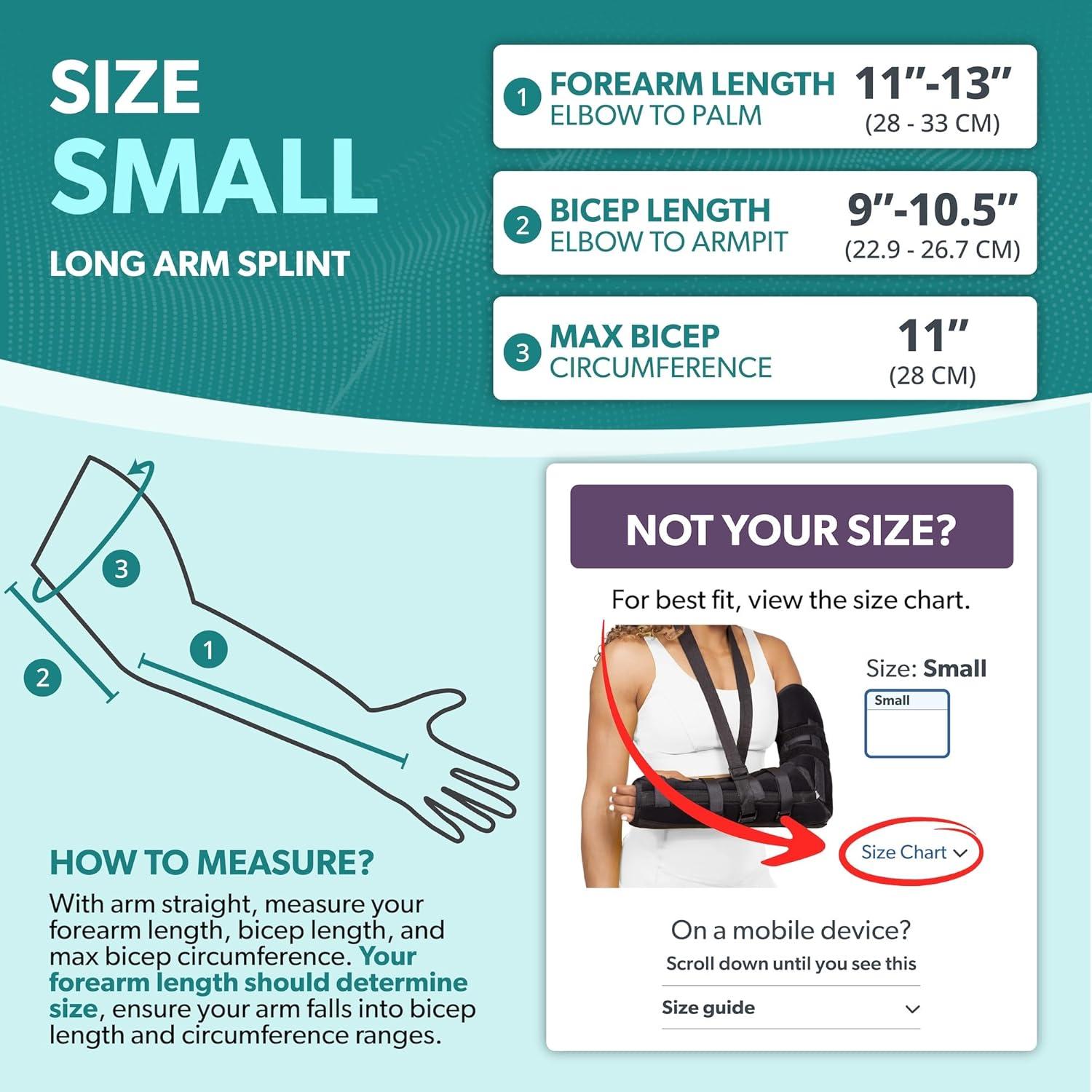 Férula de brazo largo BraceAbility - Inmovilizador codo S