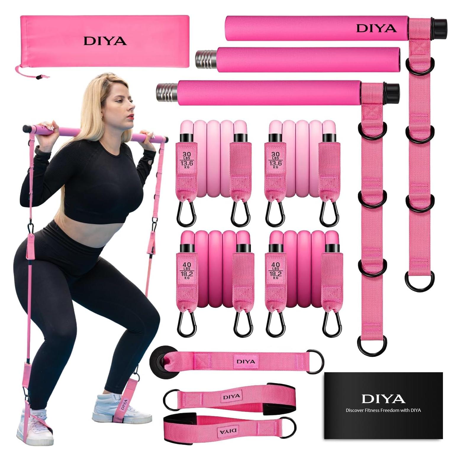 Kit de Bar Pilates DIYA con Bandas de Resistencia 63.5 kg