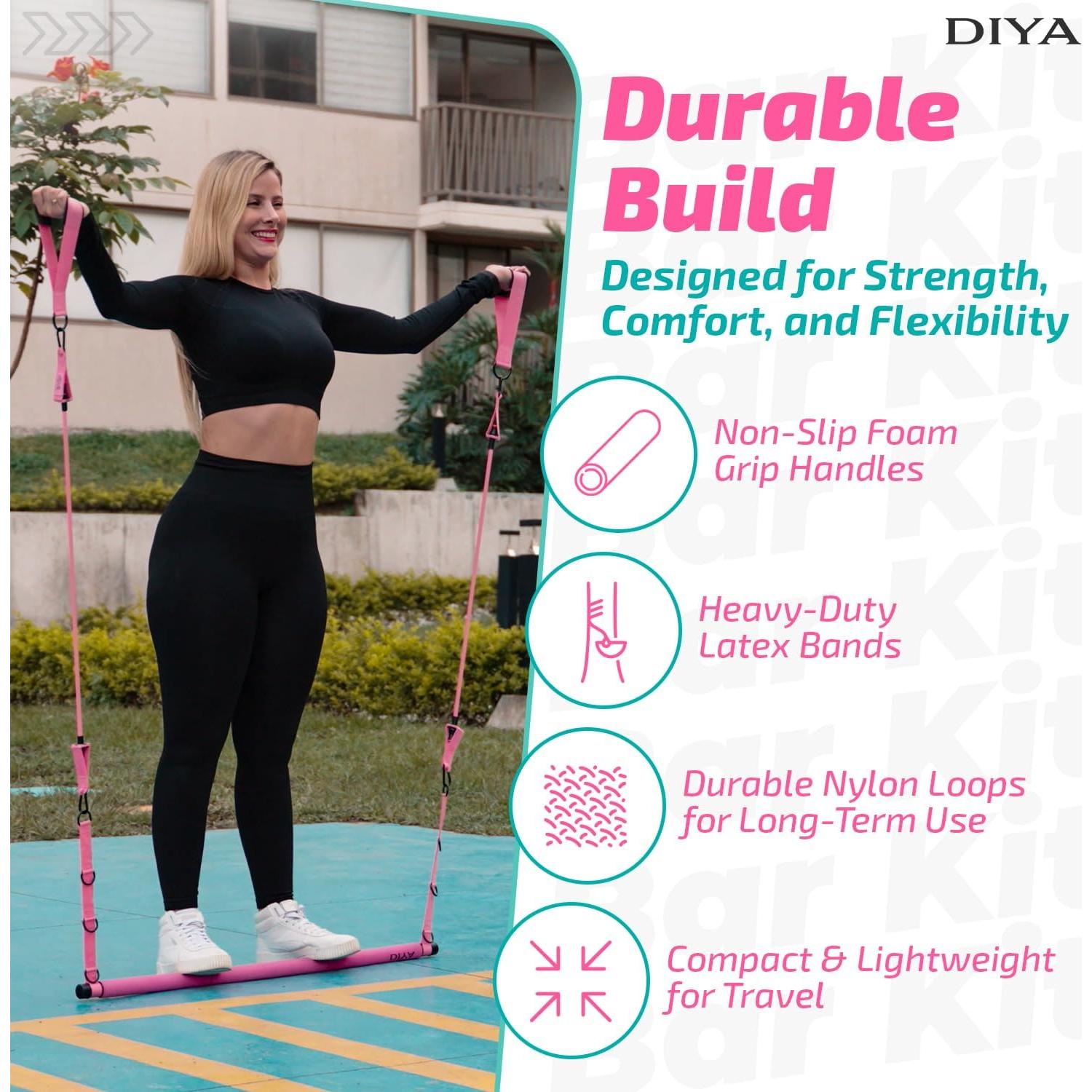 Kit de Bar Pilates DIYA con Bandas de Resistencia 63.5 kg