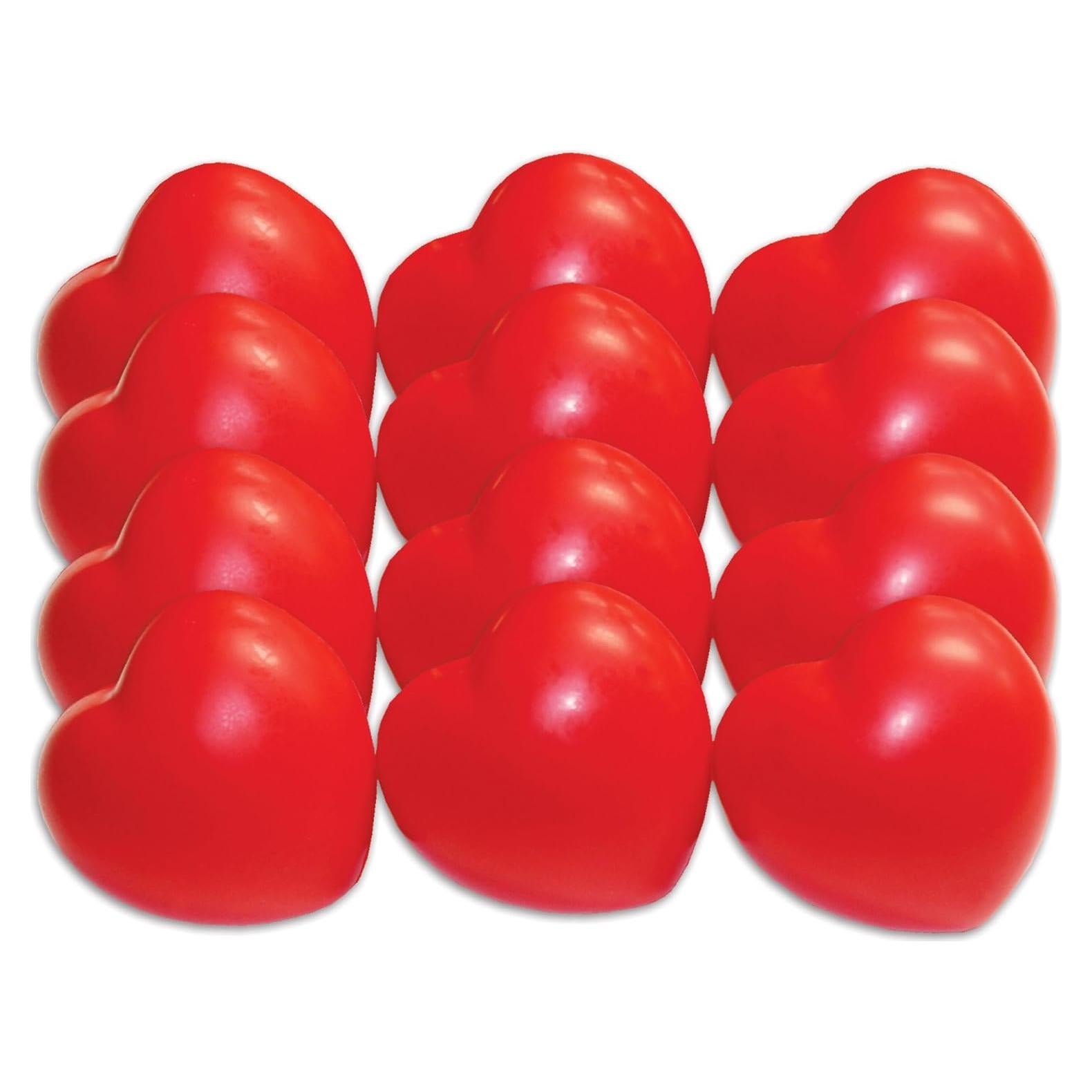 Ejercitadores de Mano en Forma de Corazón Rojo - Paquete de 12