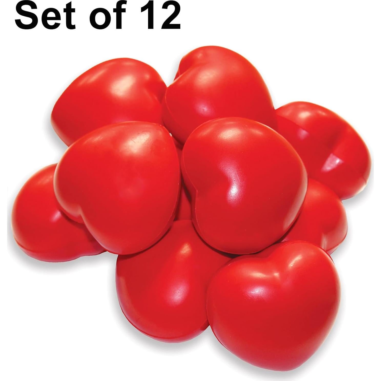 Ejercitadores de Mano en Forma de Corazón Rojo - Paquete de 12