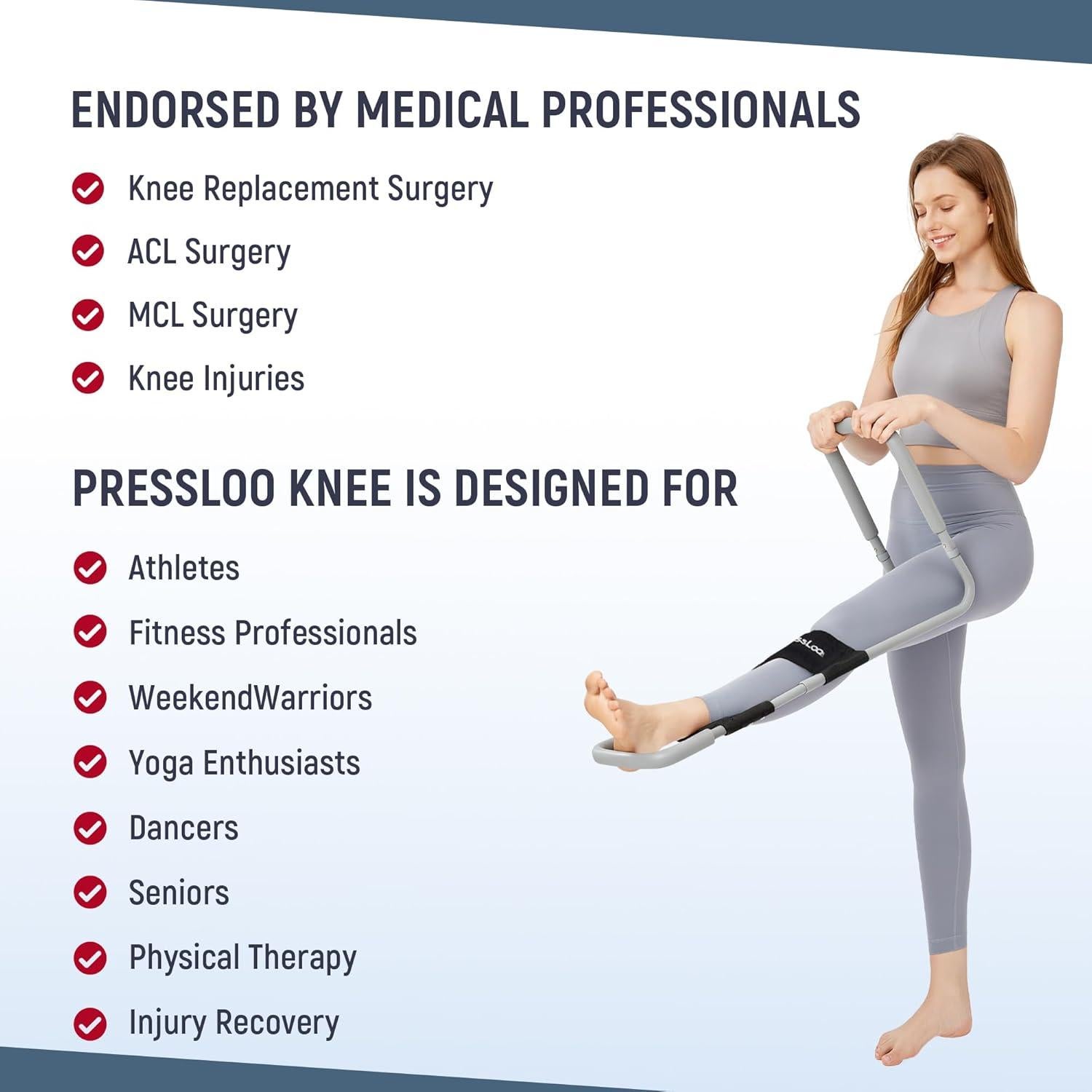 Estirador de Isquiotibiales PressLoo Mejorado 2.0 para Rodilla