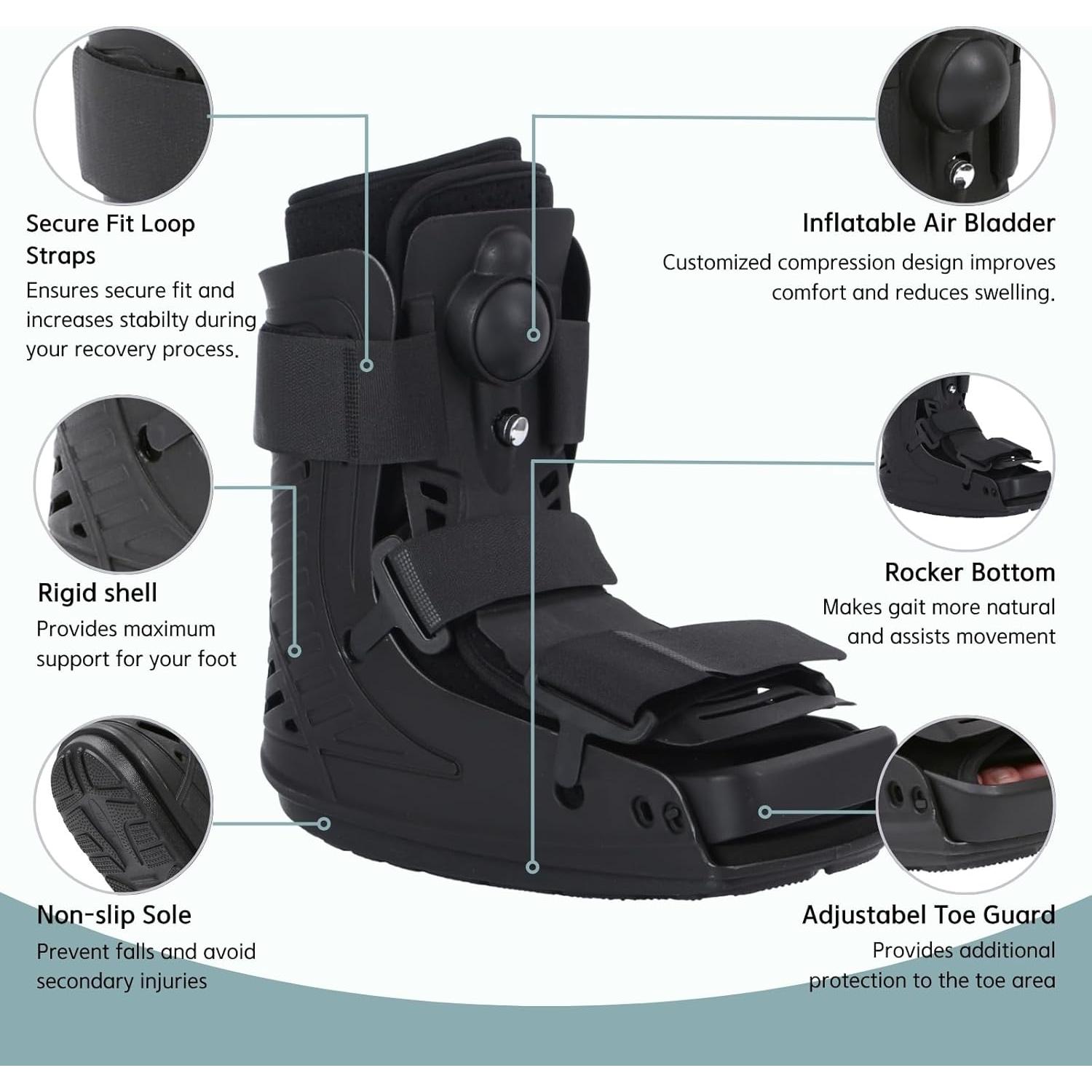Bota de Cam Walker Inflable Mathgetin para Recuperación Médica - Pequeña