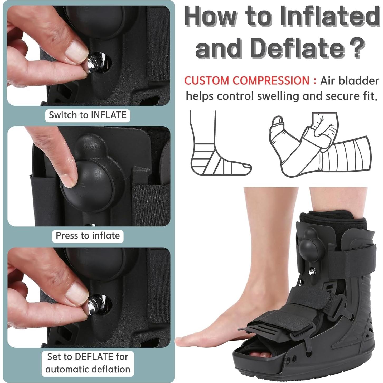 Bota de Cam Walker Inflable Mathgetin para Recuperación Médica - Pequeña