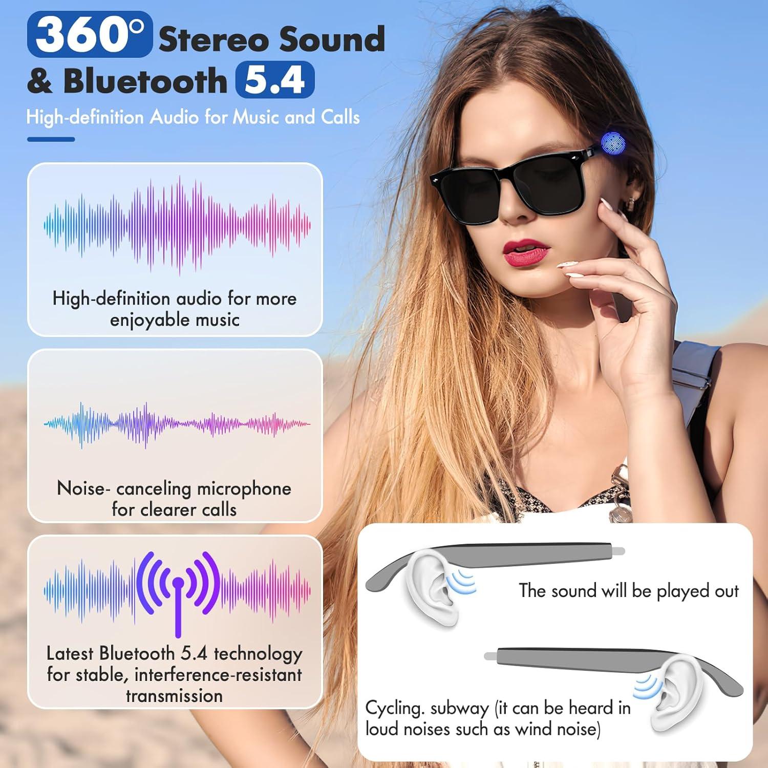 Gafas Inteligentes Luckit Bluetooth AI con Altavoz y UV400