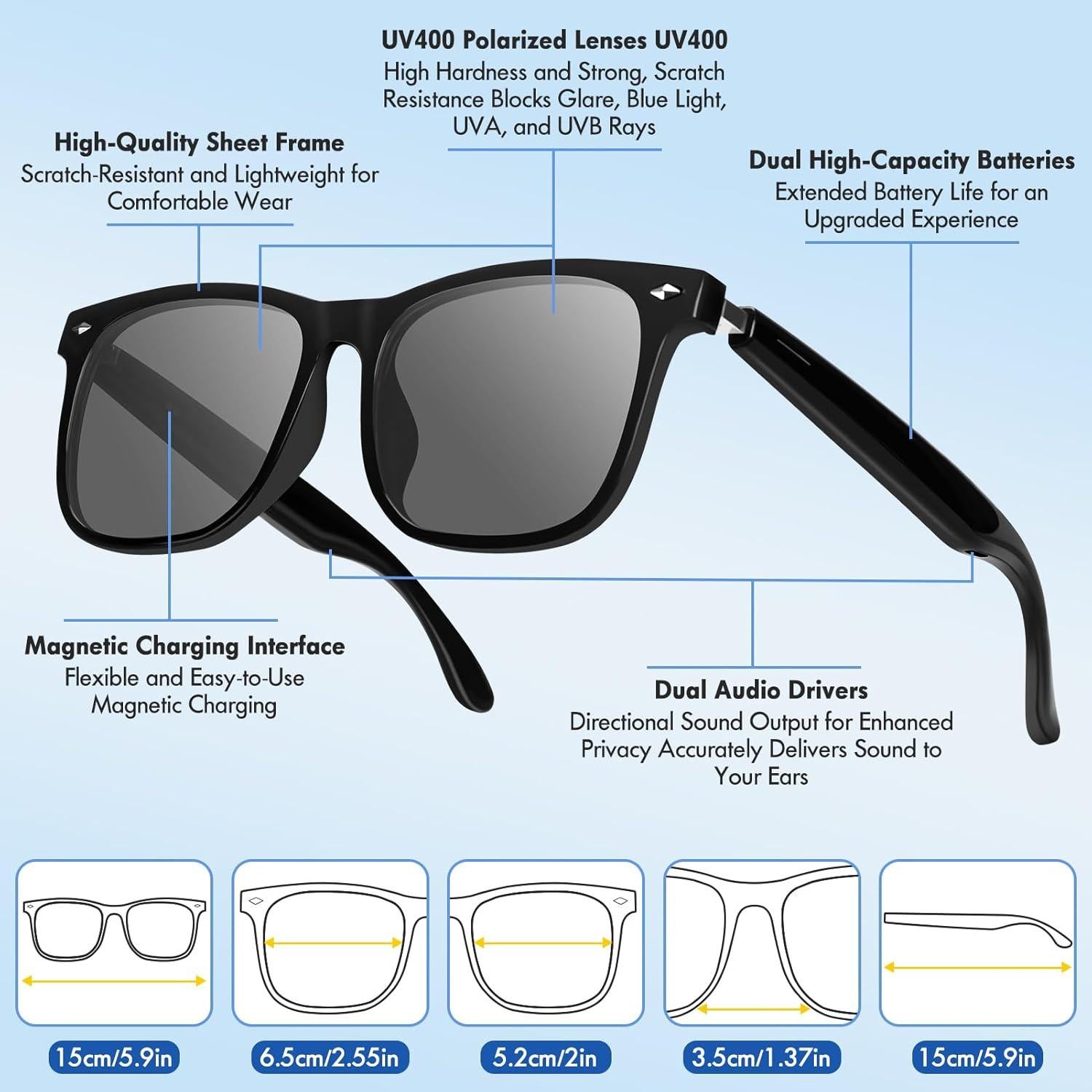 Gafas Inteligentes Luckit Bluetooth AI con Altavoz y UV400