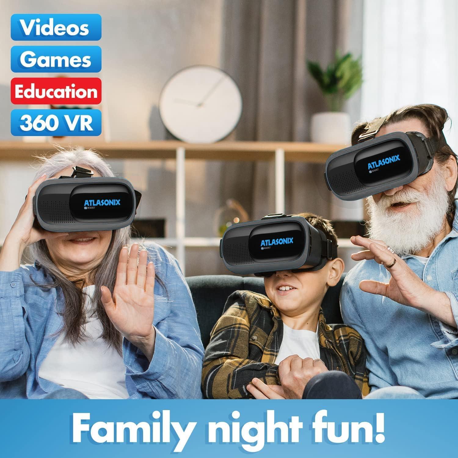 Auriculares VR 3D ATLASONIX para Smartphone Azul - Control Remoto