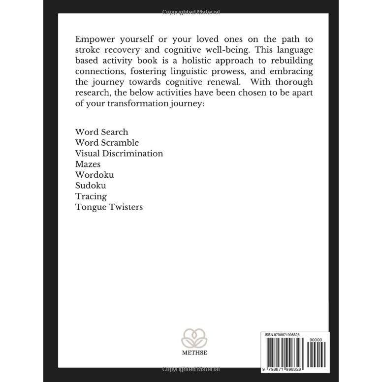 Stroke Recovery Activity Book: For Cognitive Impairment and Traumatic Brain Injury: Memory Workbook for Seniors, Adults Speech Therapy