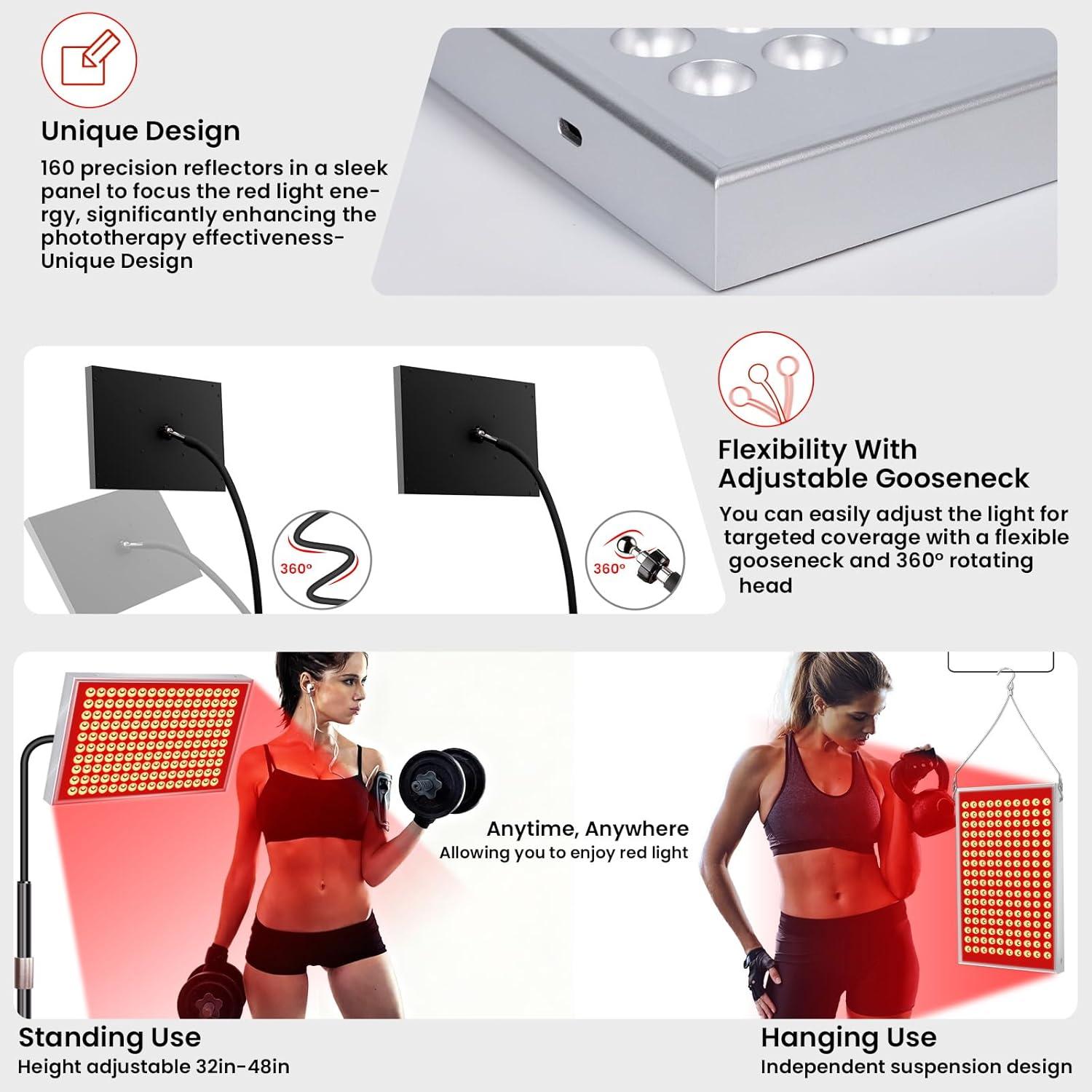 Panel de Terapia de Luz Roja SAVILER 160 LEDs 660nm 850nm