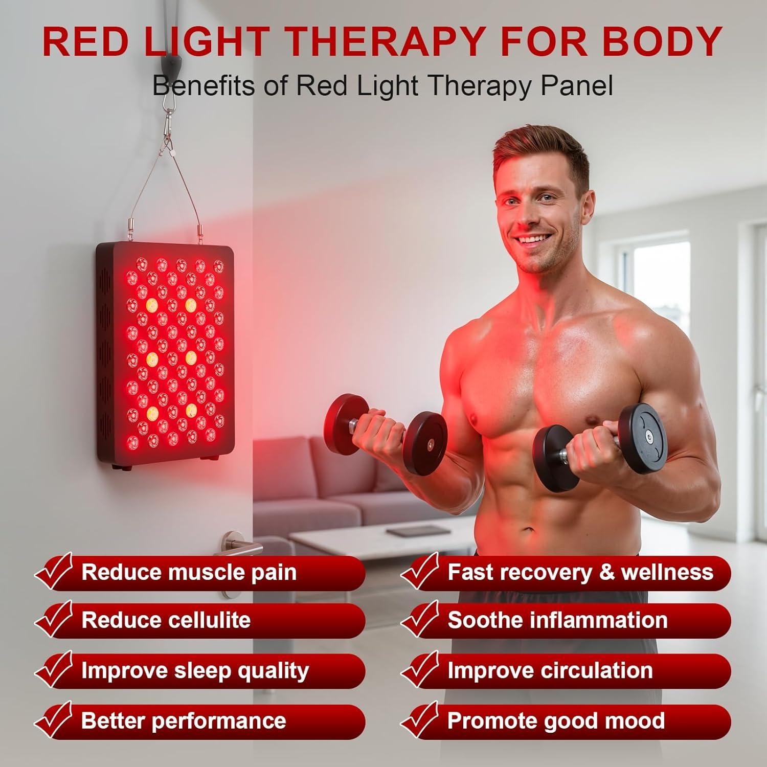 Panel de Terapia de Luz Roja PPOKK 70 LEDs 350W Control Remoto