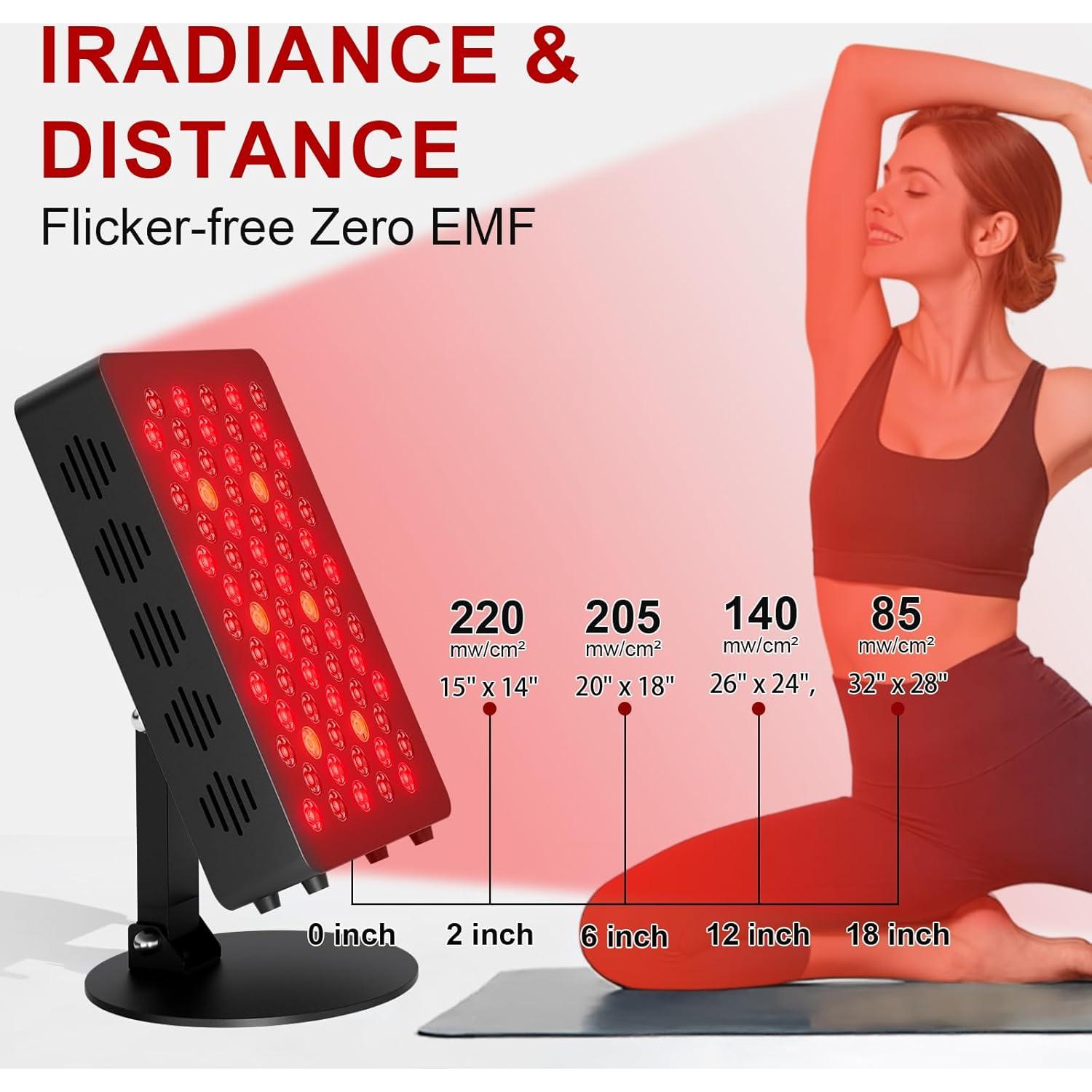 Panel de Terapia de Luz Roja PPOKK 70 LEDs 350W Control Remoto