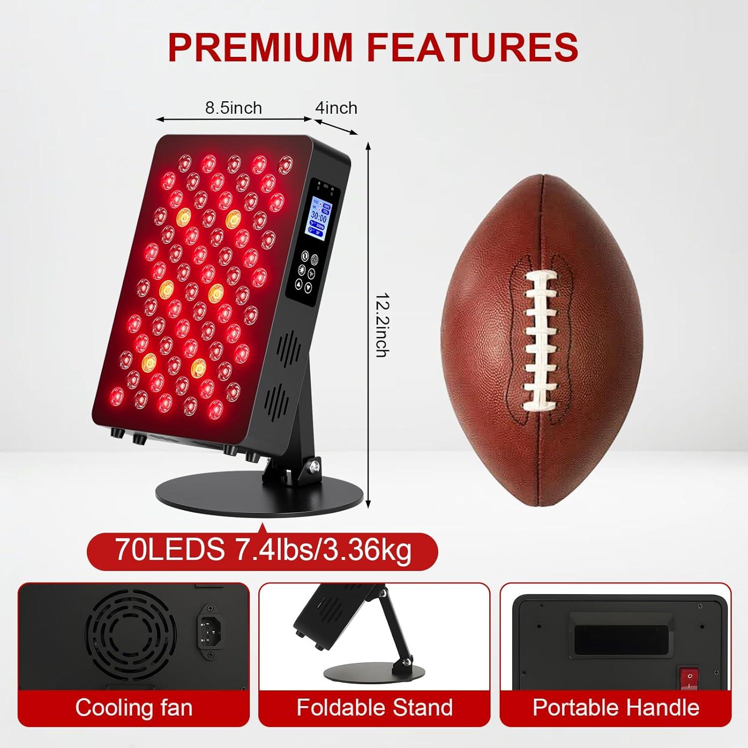 Panel de Terapia de Luz Roja PPOKK 70 LEDs 350W Control Remoto