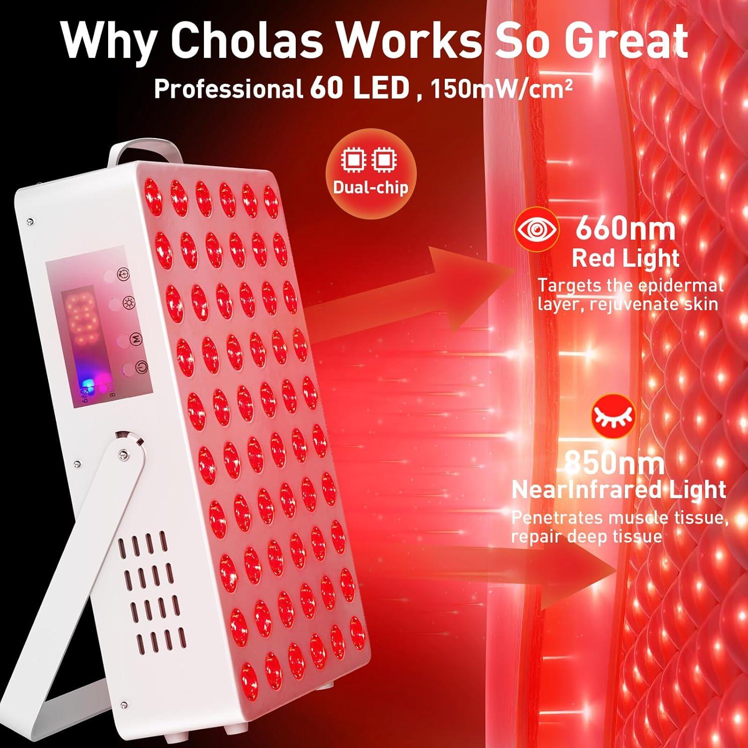 Panel de Terapia de Luz Roja Cholas 150W con 60 LEDs Doble Chip
