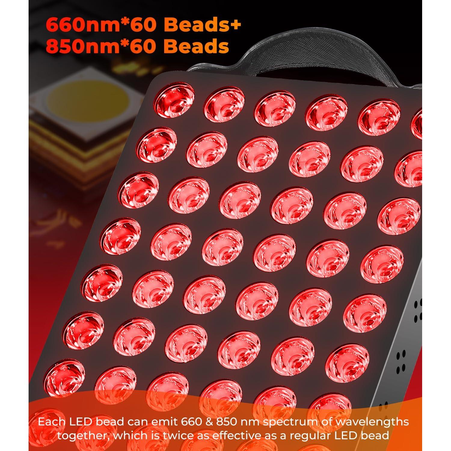 Terapia de Luz Roja Duiup 60 LEDs 660nm 850nm Control Remoto