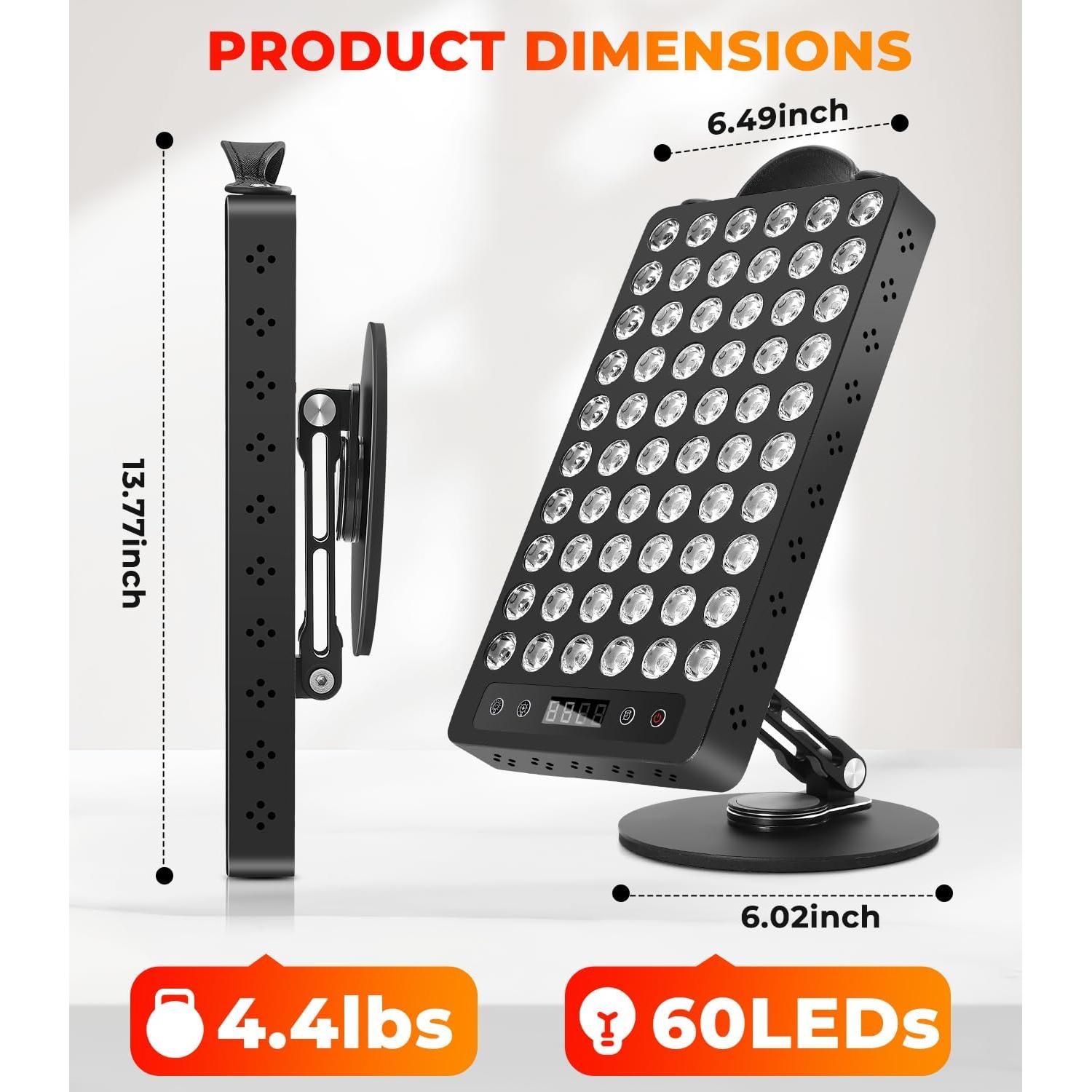 Terapia de Luz Roja Duiup 60 LEDs 660nm 850nm Control Remoto