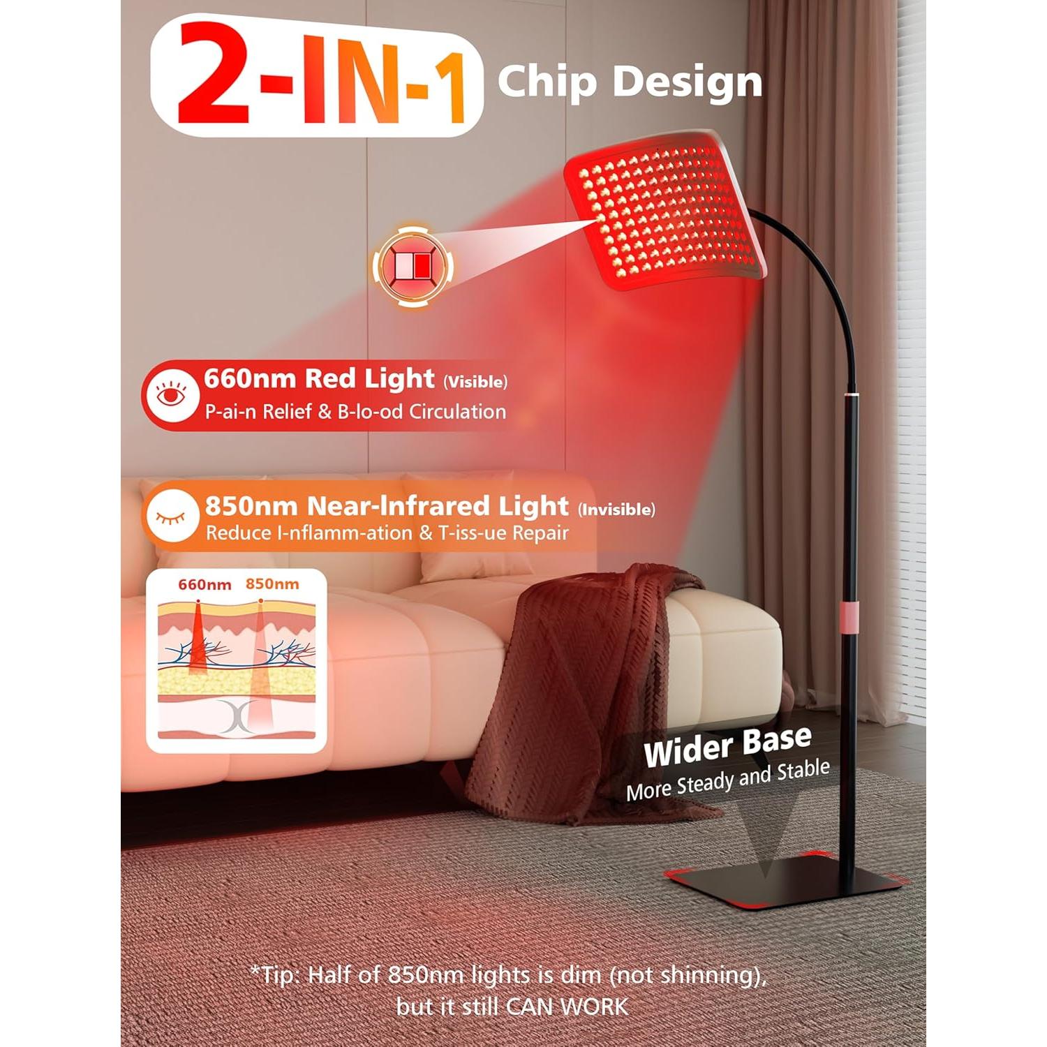 Panel de Luz Roja Aulanto 280 LEDs, Terapia Infrarroja 660nm/850nm