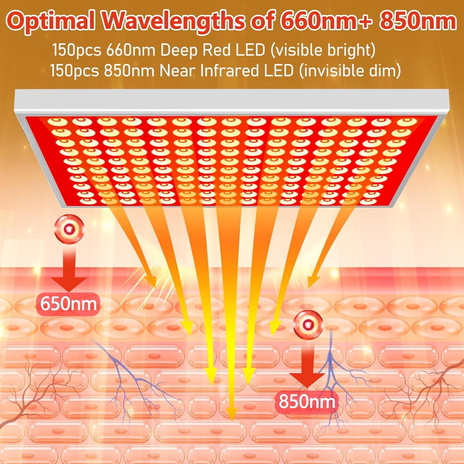 Lámpara de Terapia de Luz Roja DUGSDG 150 LEDs 660nm 850nm