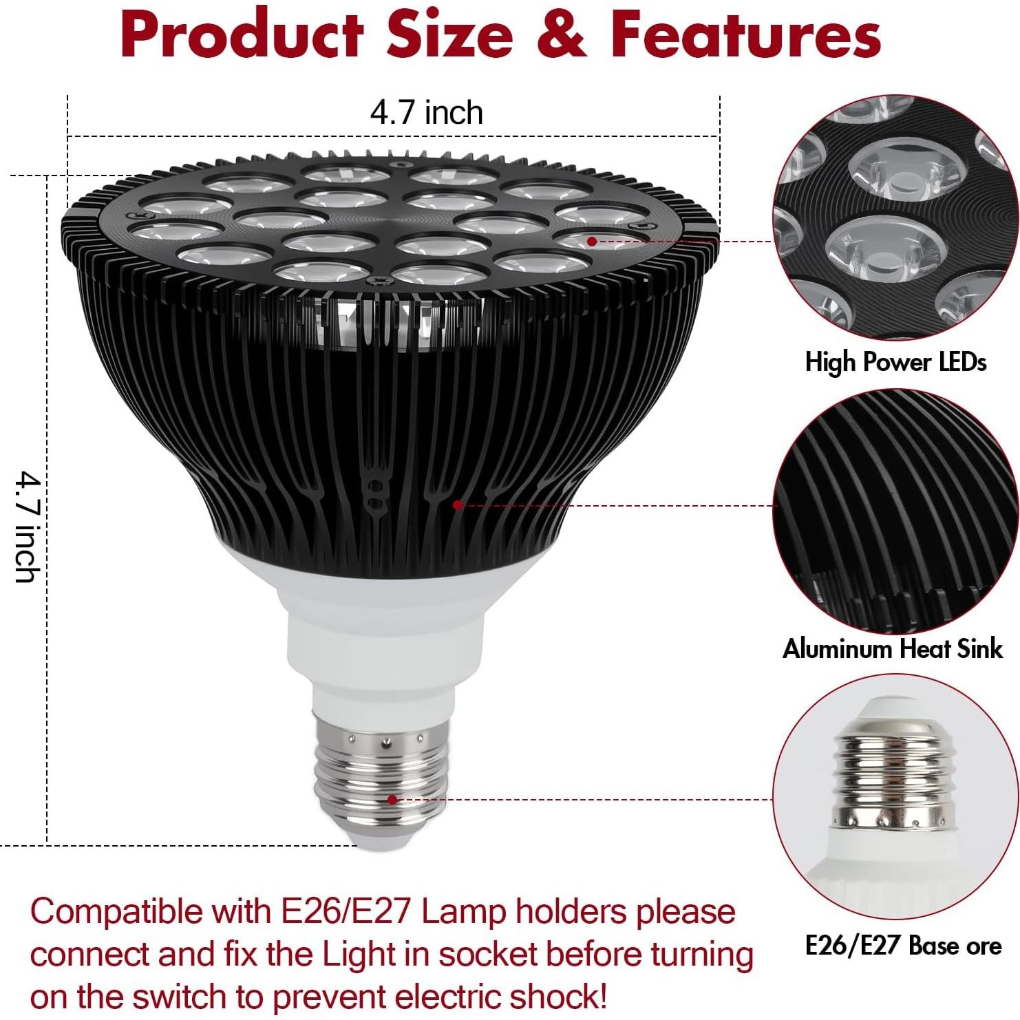 Lámpara de Terapia de Luz Roja Auraflux P1, 18 LEDs, 54W