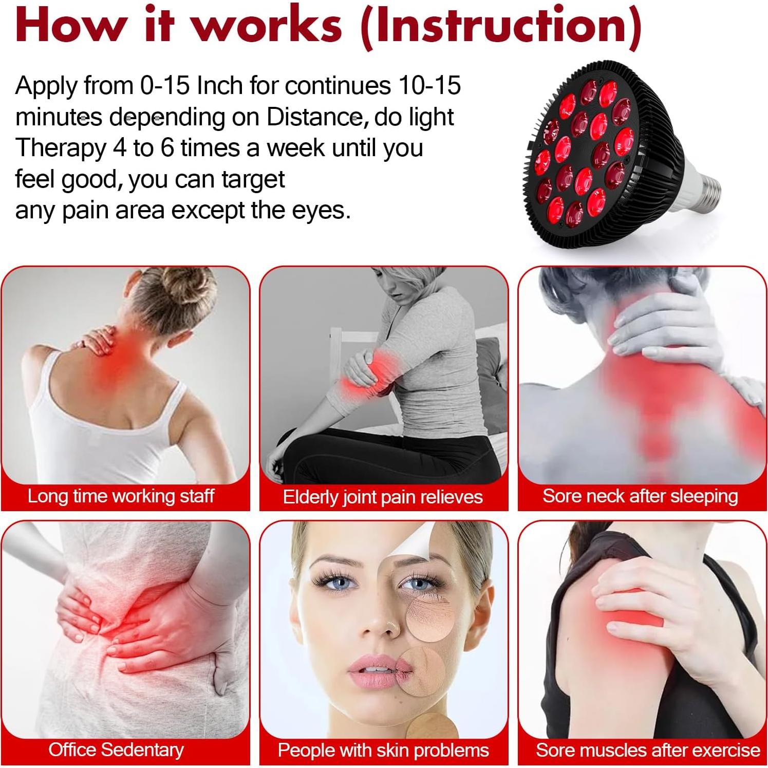 Lámpara de Terapia de Luz Roja Auraflux P1, 18 LEDs, 54W