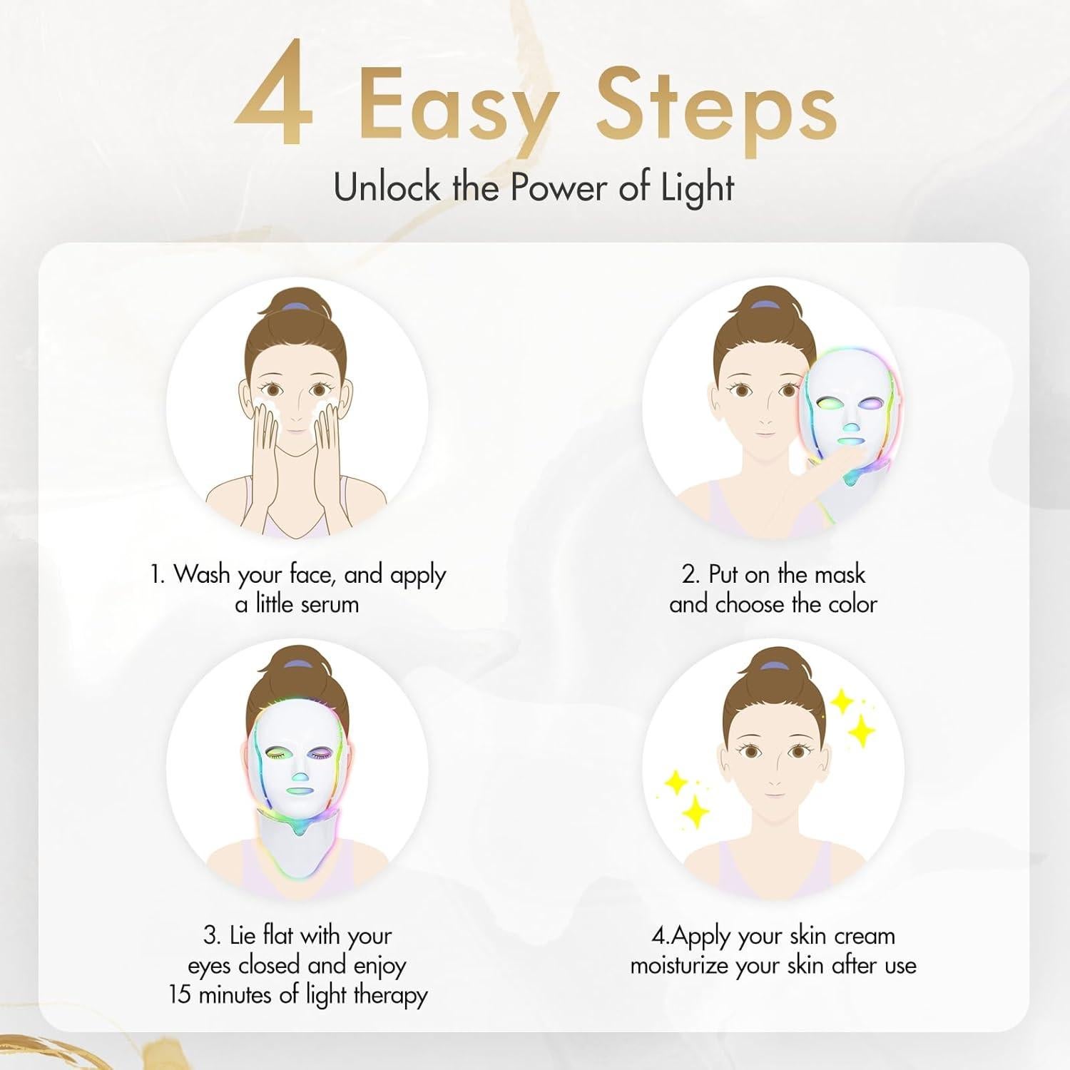 Máscara de Terapia de Luz LED 7 Colores SDKWDH Facial