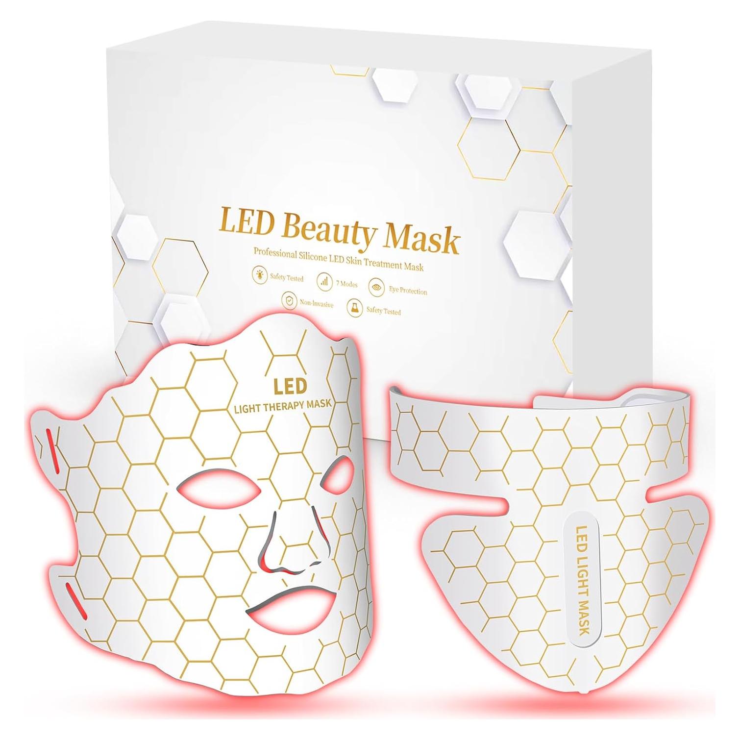 Máscara Facial y de Cuello Yahi con Luz Roja y Control Remoto