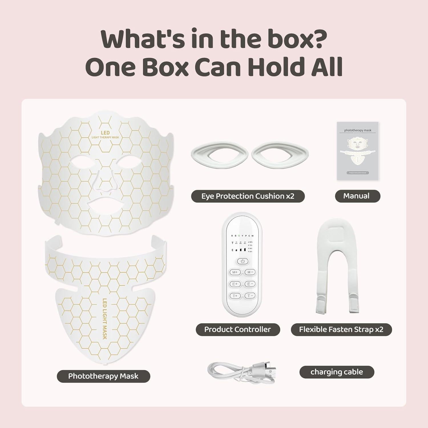 Máscara Facial y de Cuello Yahi con Luz Roja y Control Remoto